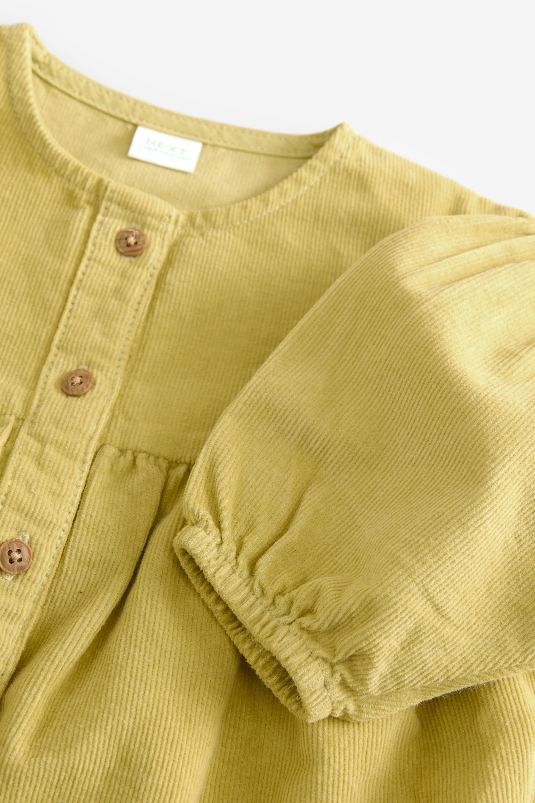 Citrine Green Cord 100% Cotton Button Through Dress (3mths-8yrs)