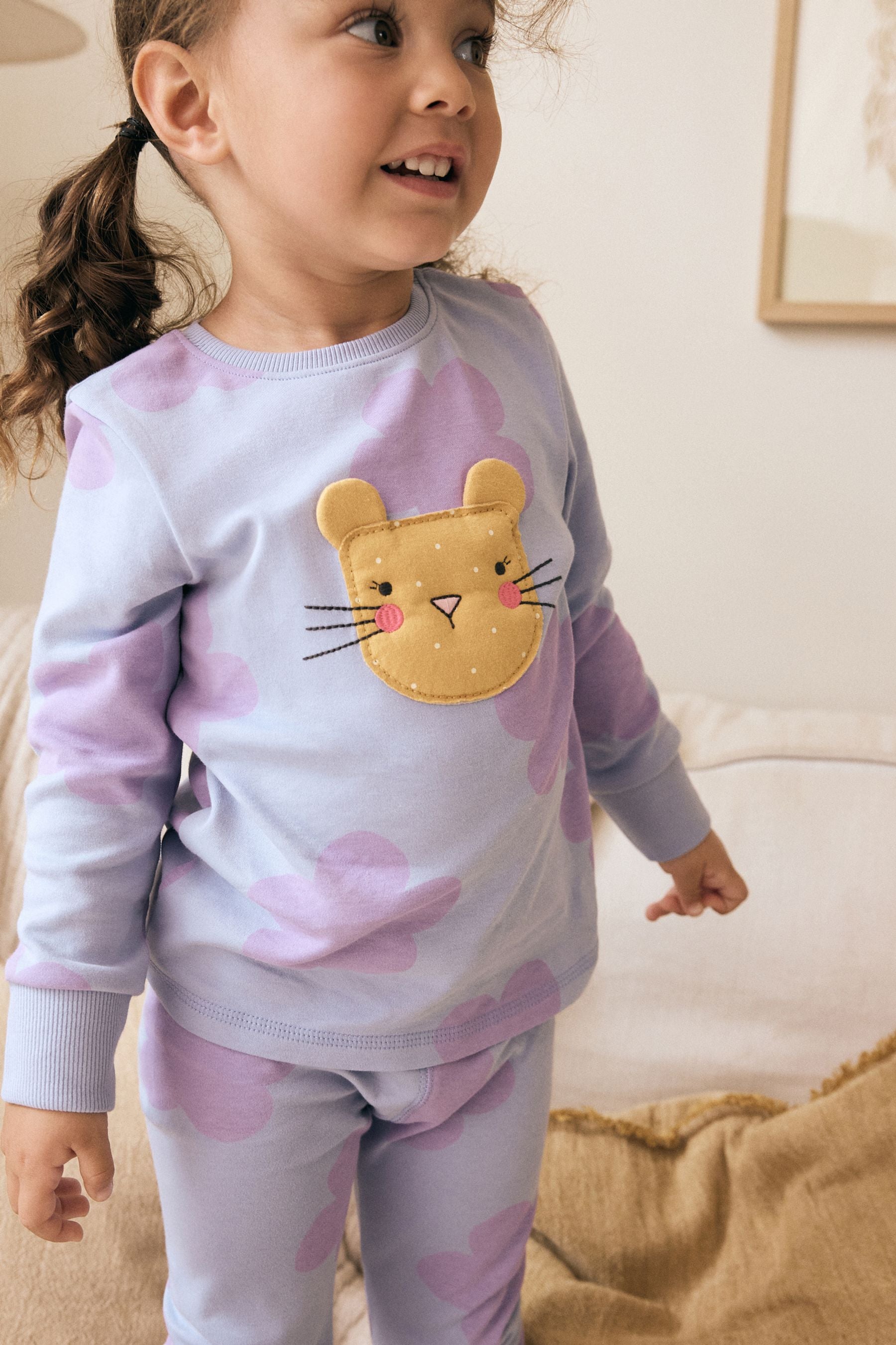 Pastel Cat/ Unicorn/ Flower 100% Cotton Long Sleeve Snuggle Pyjamas 3 Pack (9mths-16yrs)