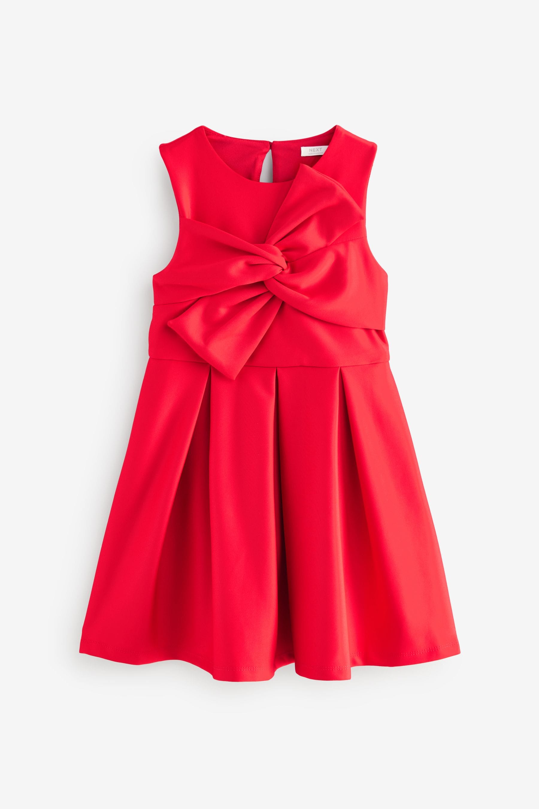 Red Bow Detail Scuba Occasion Dress (1.5-16yrs)