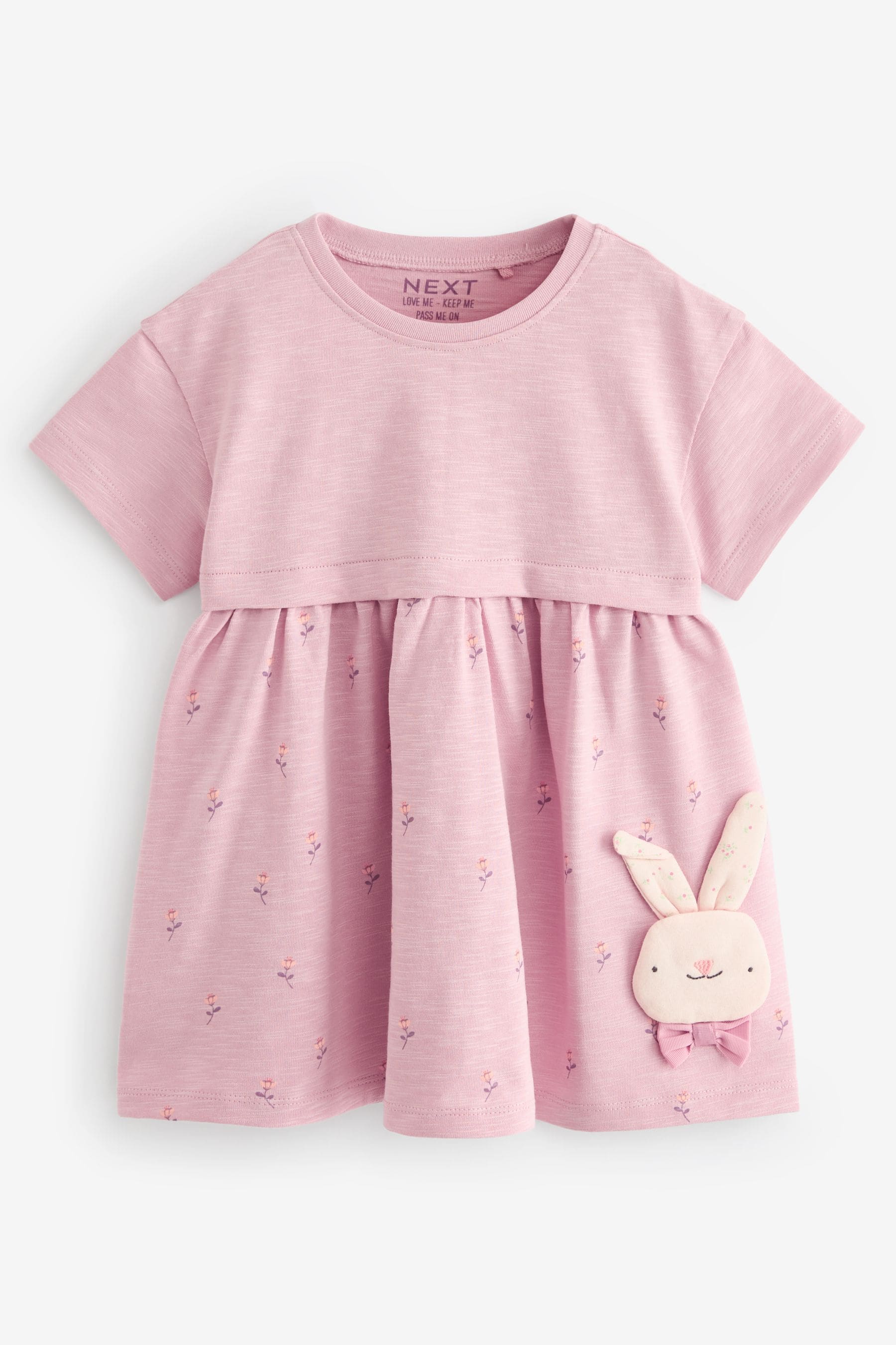 Pale Pink Short Sleeve Jersey Dress (3mths-7yrs)