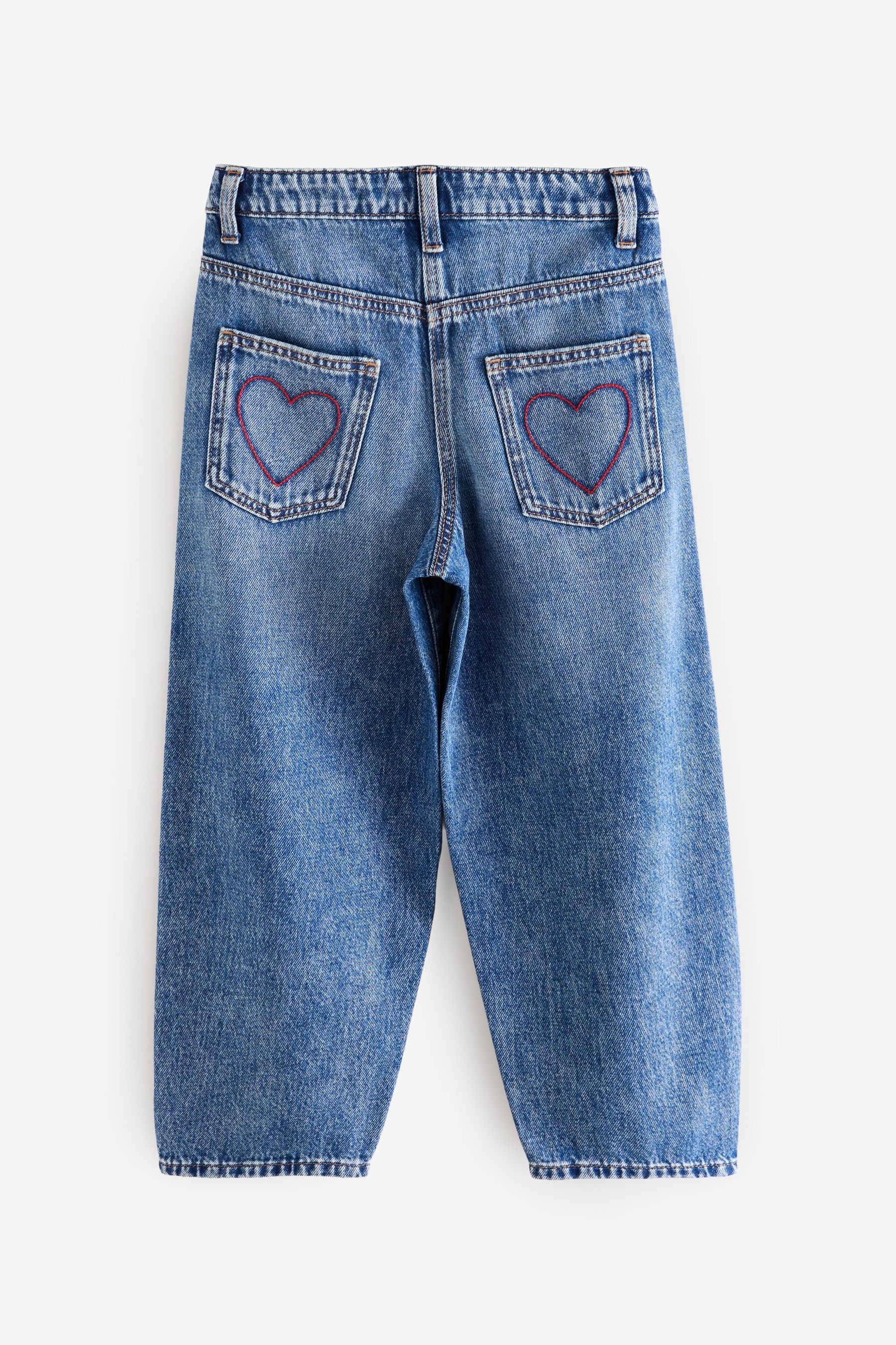 Blue Denim Heart Embroidered Balloon Jeans (3-16yrs)