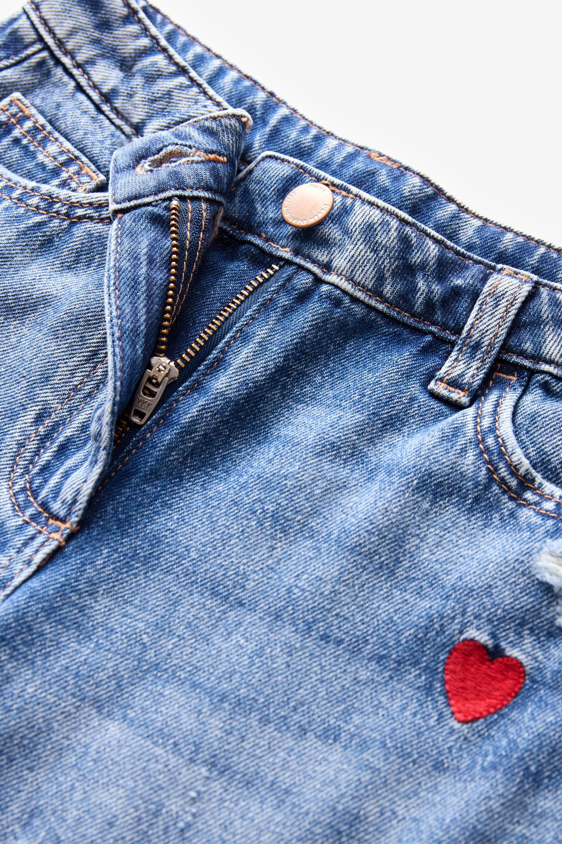 Blue Denim Heart Embroidered Balloon Jeans (3-16yrs)