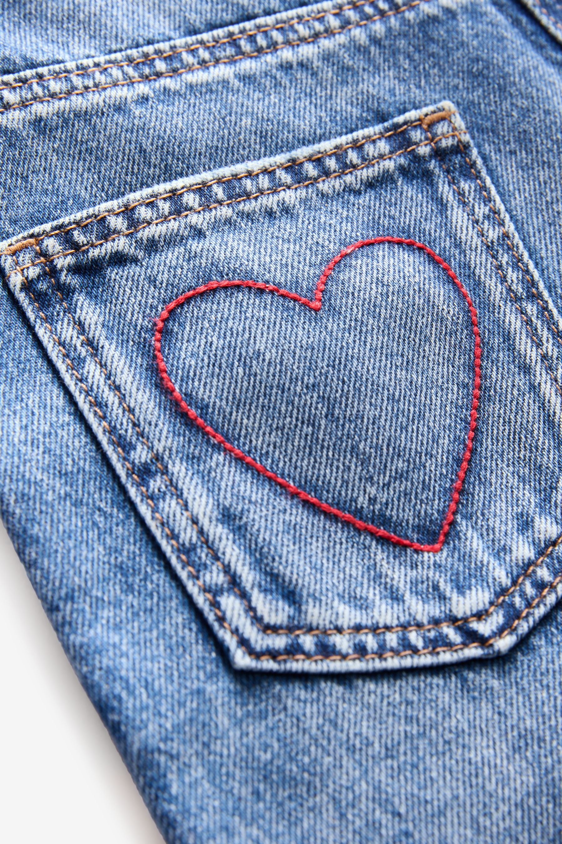 Blue Denim Heart Embroidered Balloon Jeans (3-16yrs)