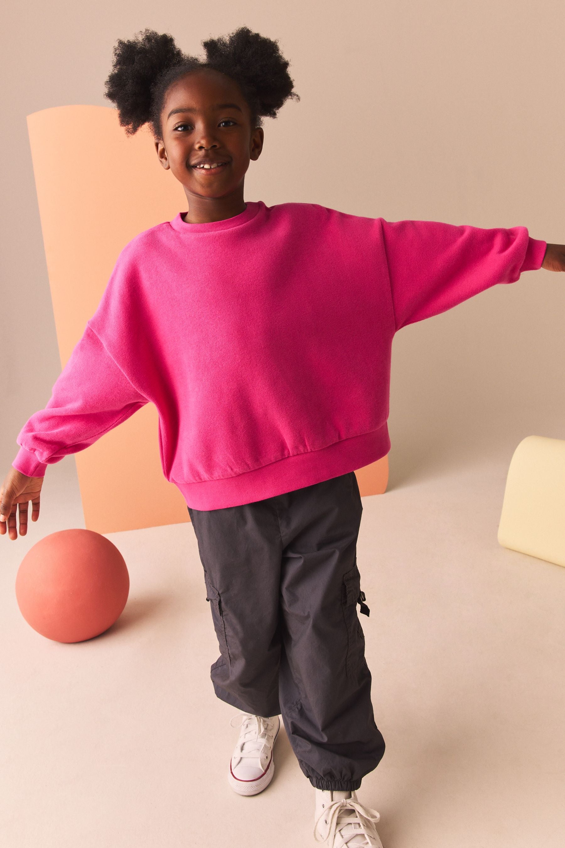 Pink Oversized Cosy Rib Sweatshirt (3-16yrs)