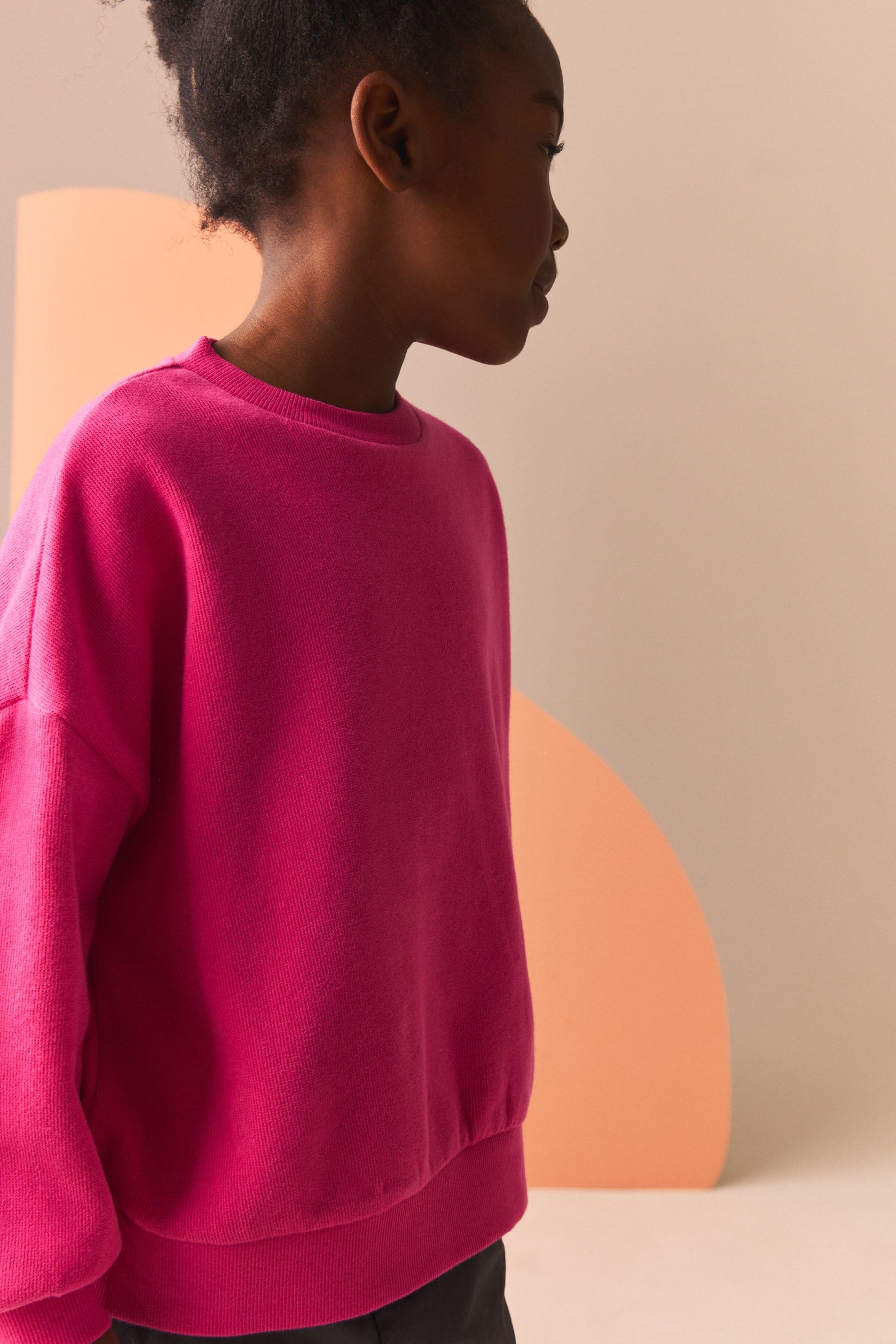 Pink Oversized Cosy Rib Sweatshirt (3-16yrs)