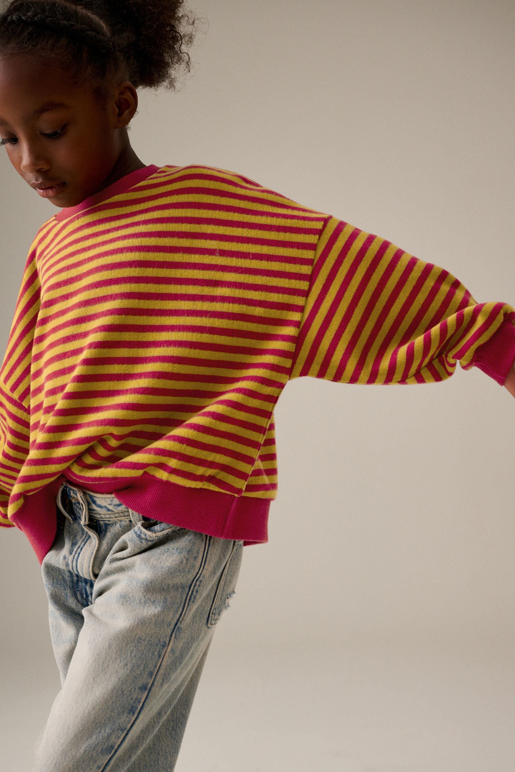 Red/Green Stripe Oversized Cosy Rib Sweatshirt (3-16yrs)