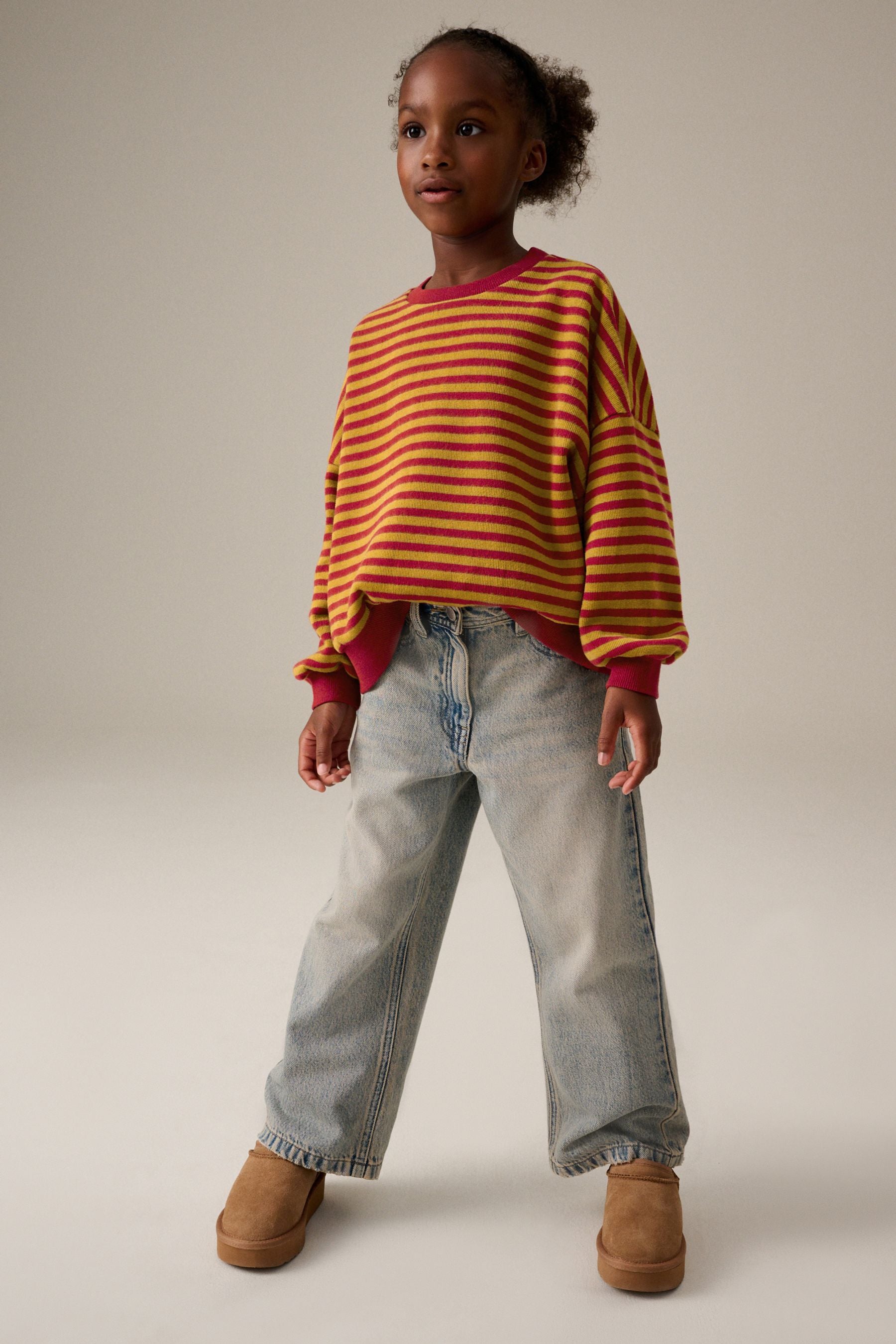 Red/Green Stripe Oversized Cosy Rib Sweatshirt (3-16yrs)