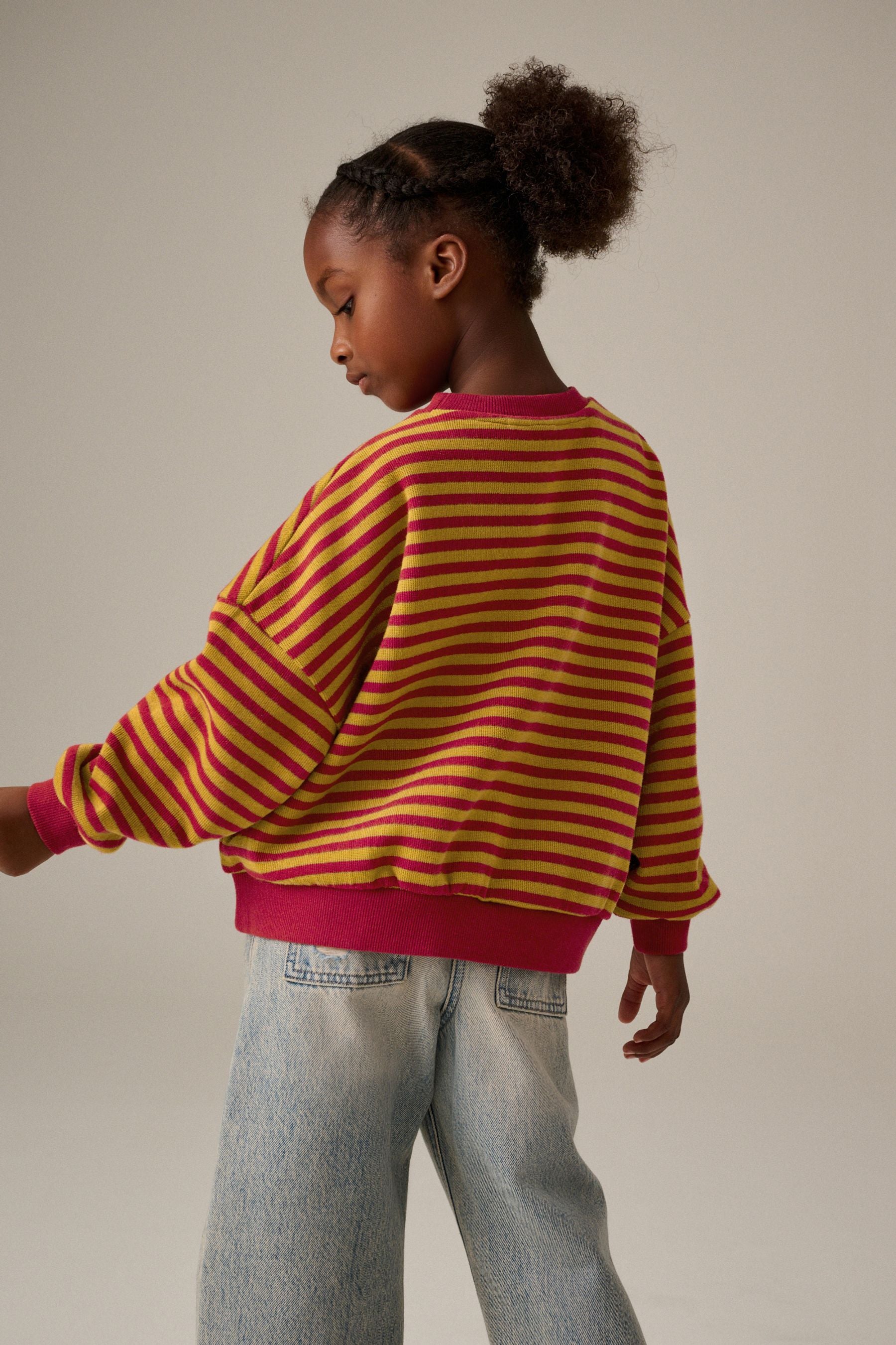 Red/Green Stripe Oversized Cosy Rib Sweatshirt (3-16yrs)