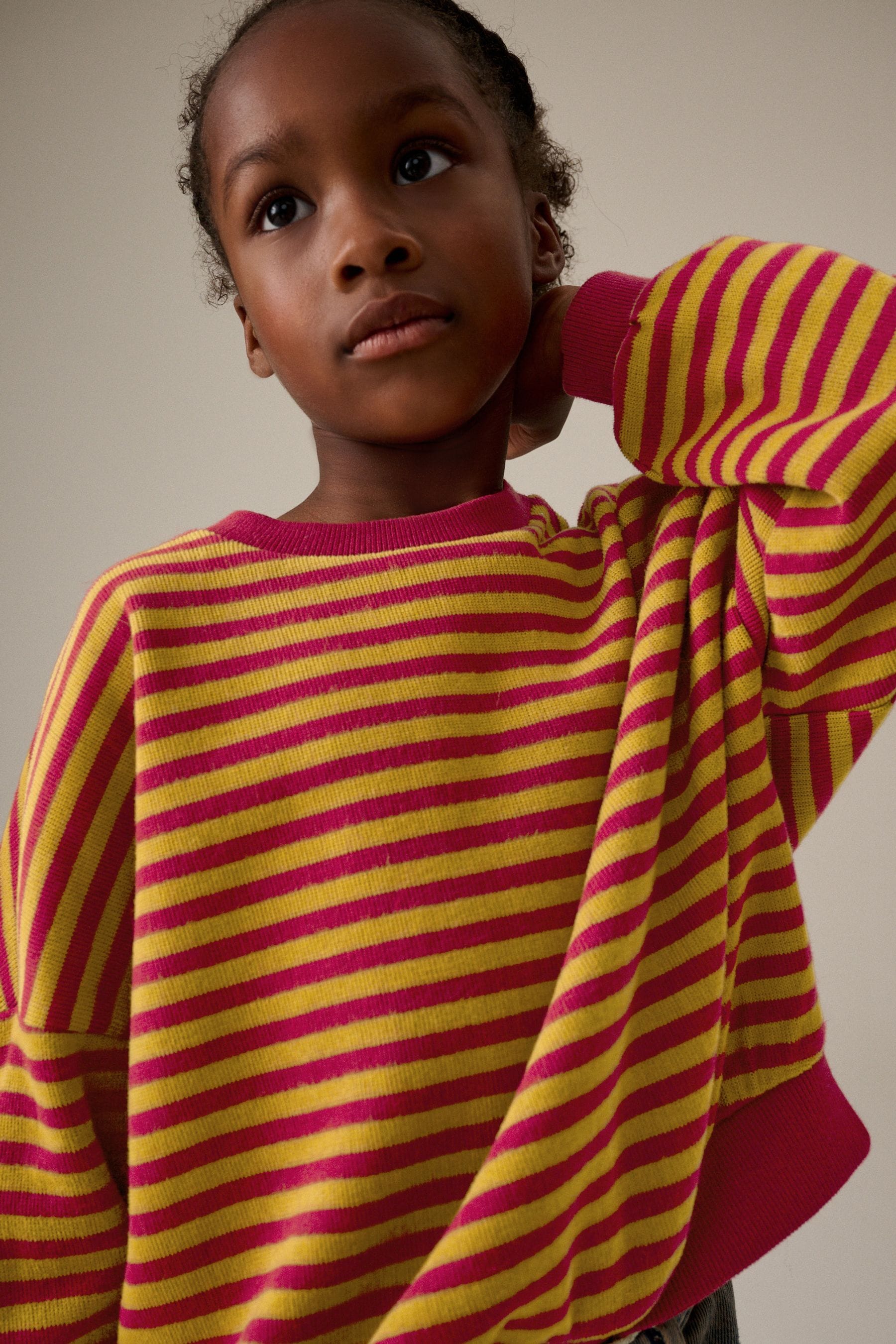 Red/Green Stripe Oversized Cosy Rib Sweatshirt (3-16yrs)