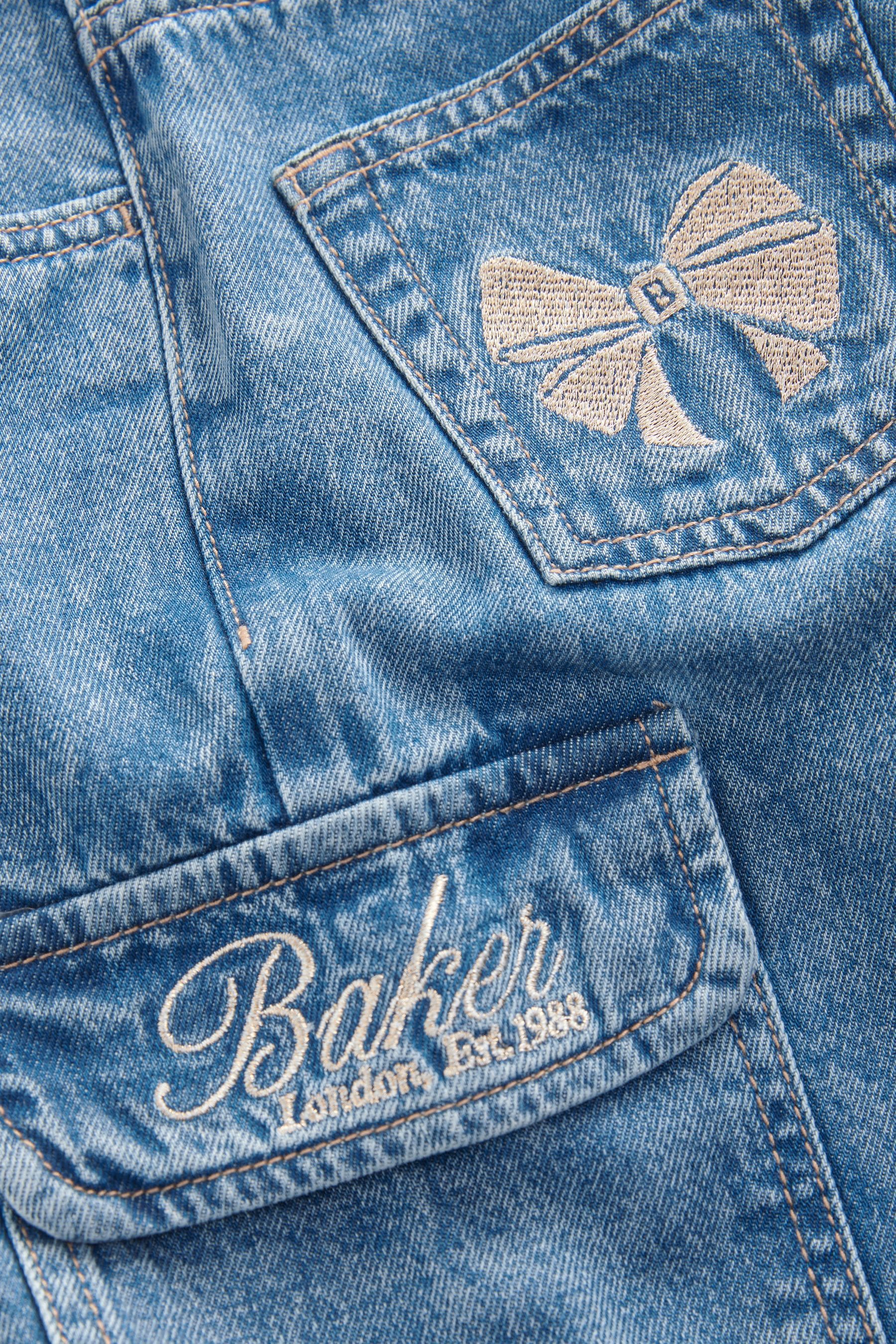 Baker by Ted Baker Blue 100% Cotton Embroidered Cargo Jeans