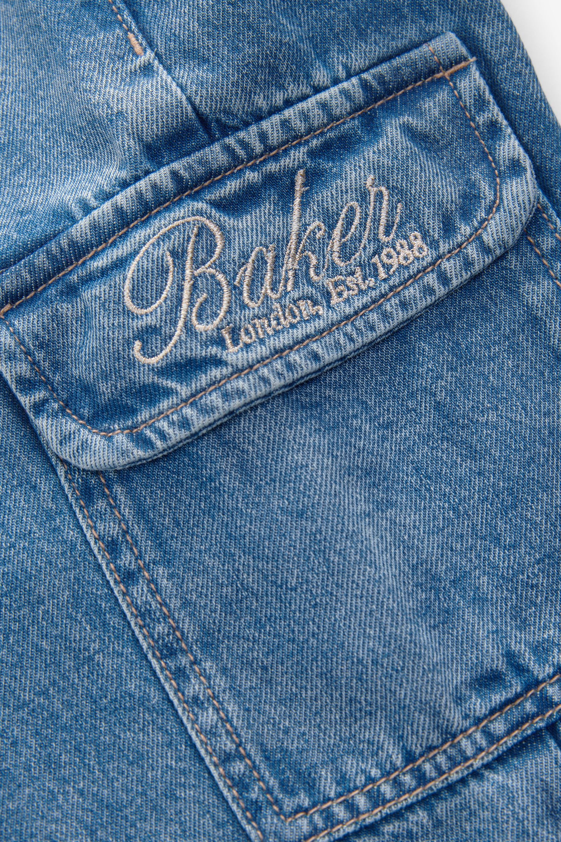 Baker by Ted Baker Denim Blue Embroidered Cargo Jeans