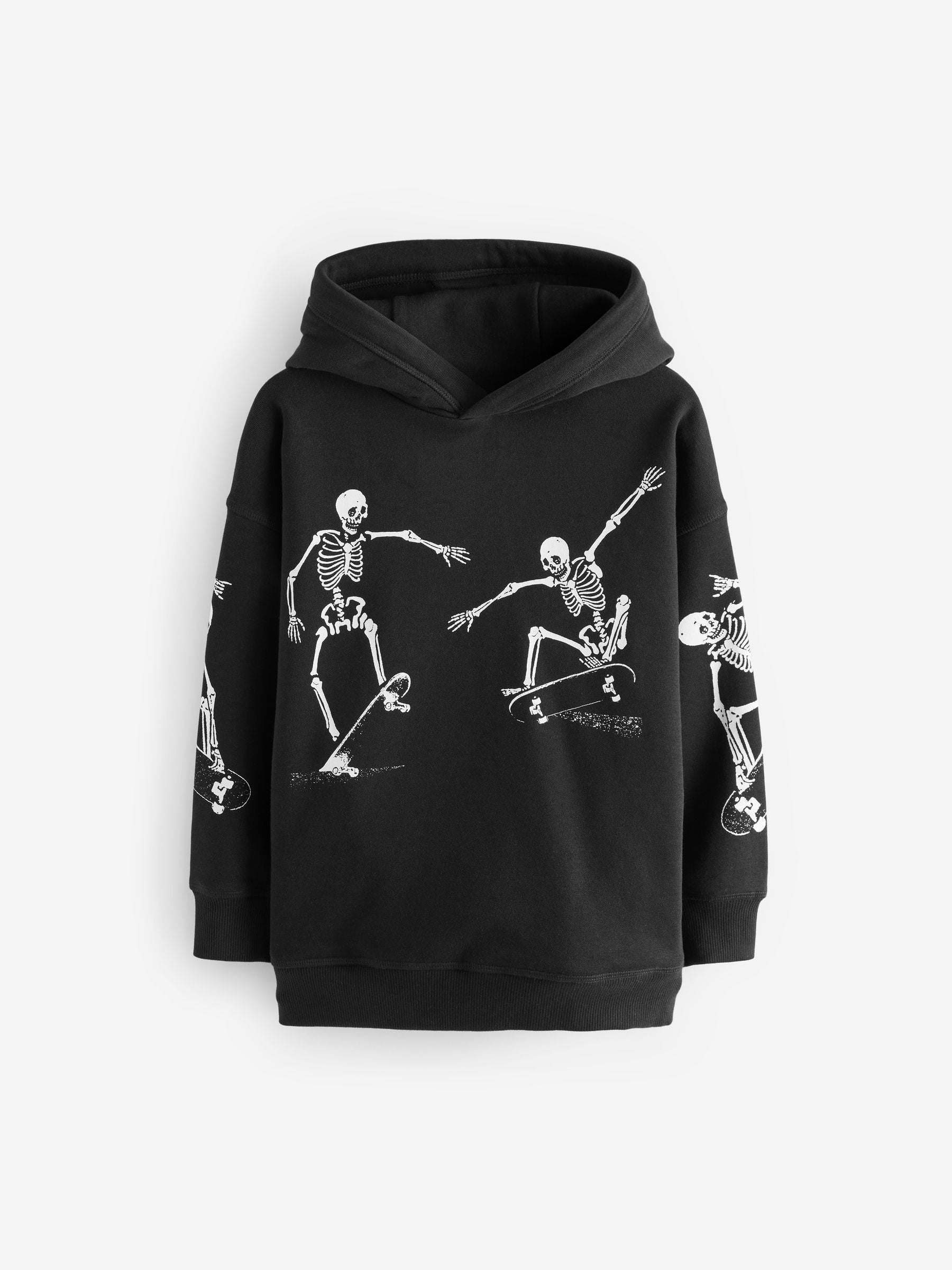 Black Skeleton Graphic Hoodie (3-16yrs)