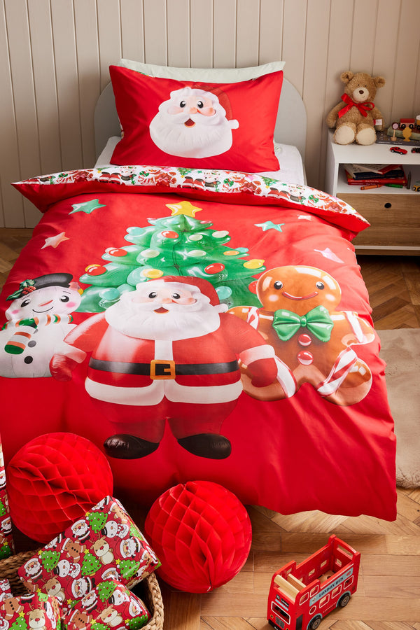 Red Santa & Friends Christmas Duvet Cover and Pillowcase Set