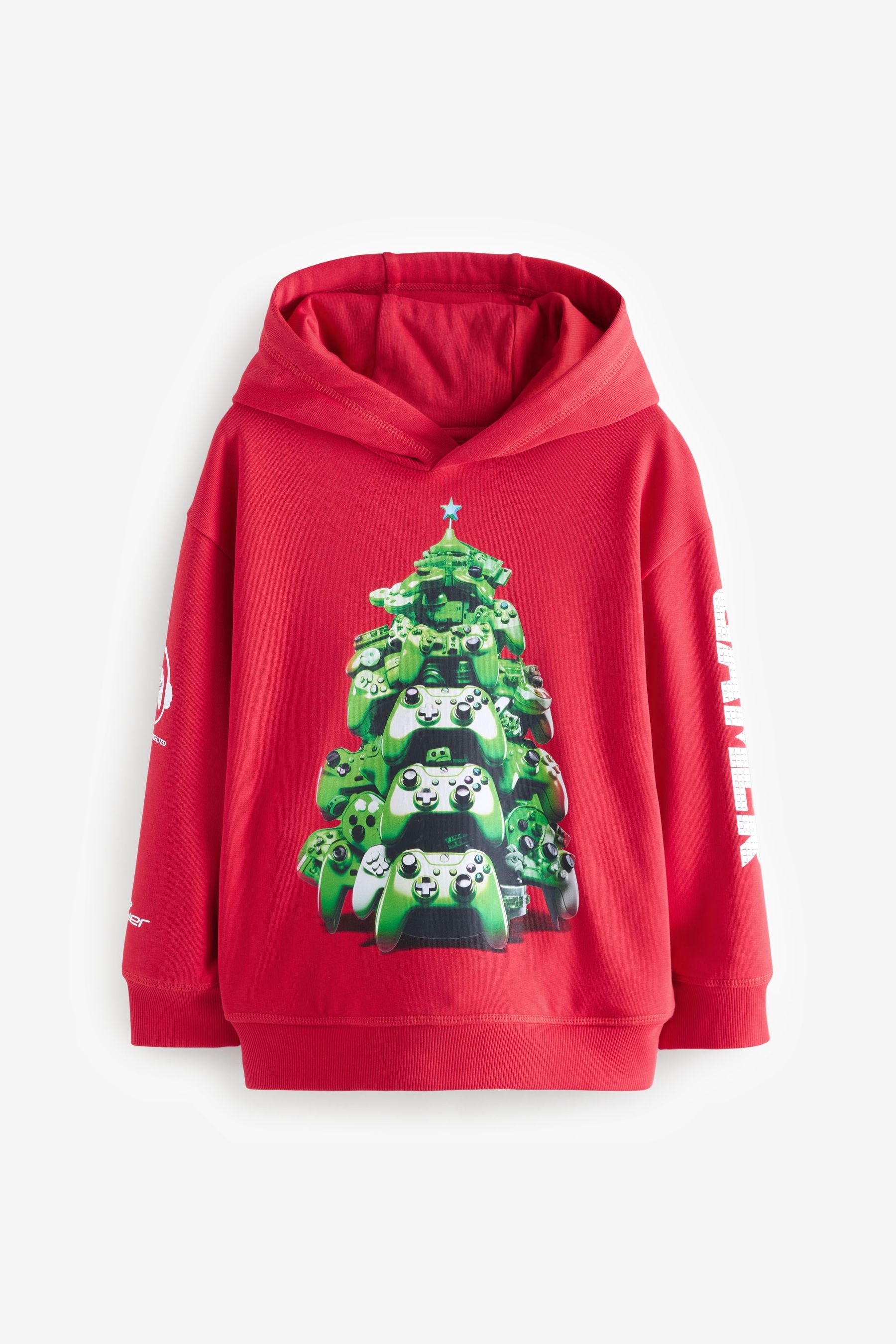 Red Game Controller Christmas Graphic Hoodie (3-16yrs)