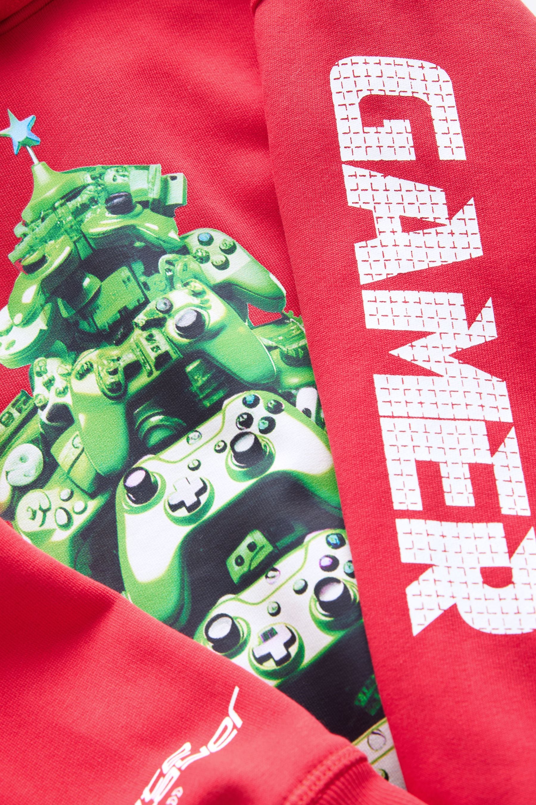 Red Game Controller Christmas Graphic Hoodie (3-16yrs)