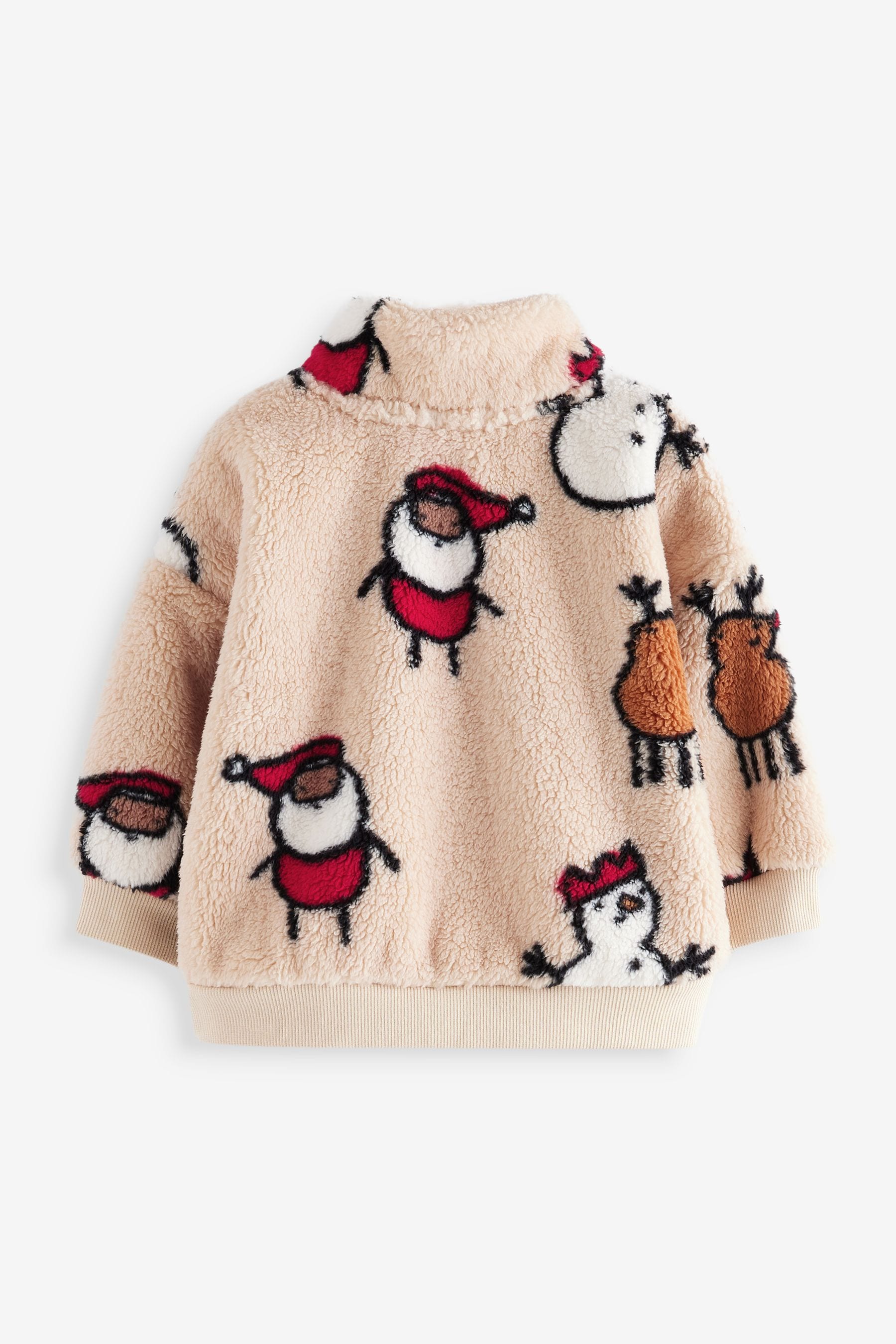 Cream Borg Fleece Half Zip Top (3mths-7yrs)