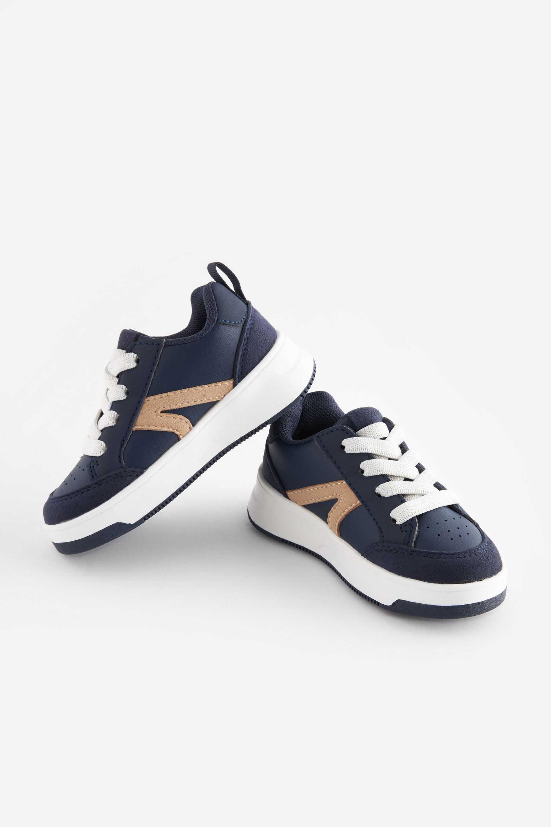 Navy Blue Wide Fit (G) Elastic Lace Trainers