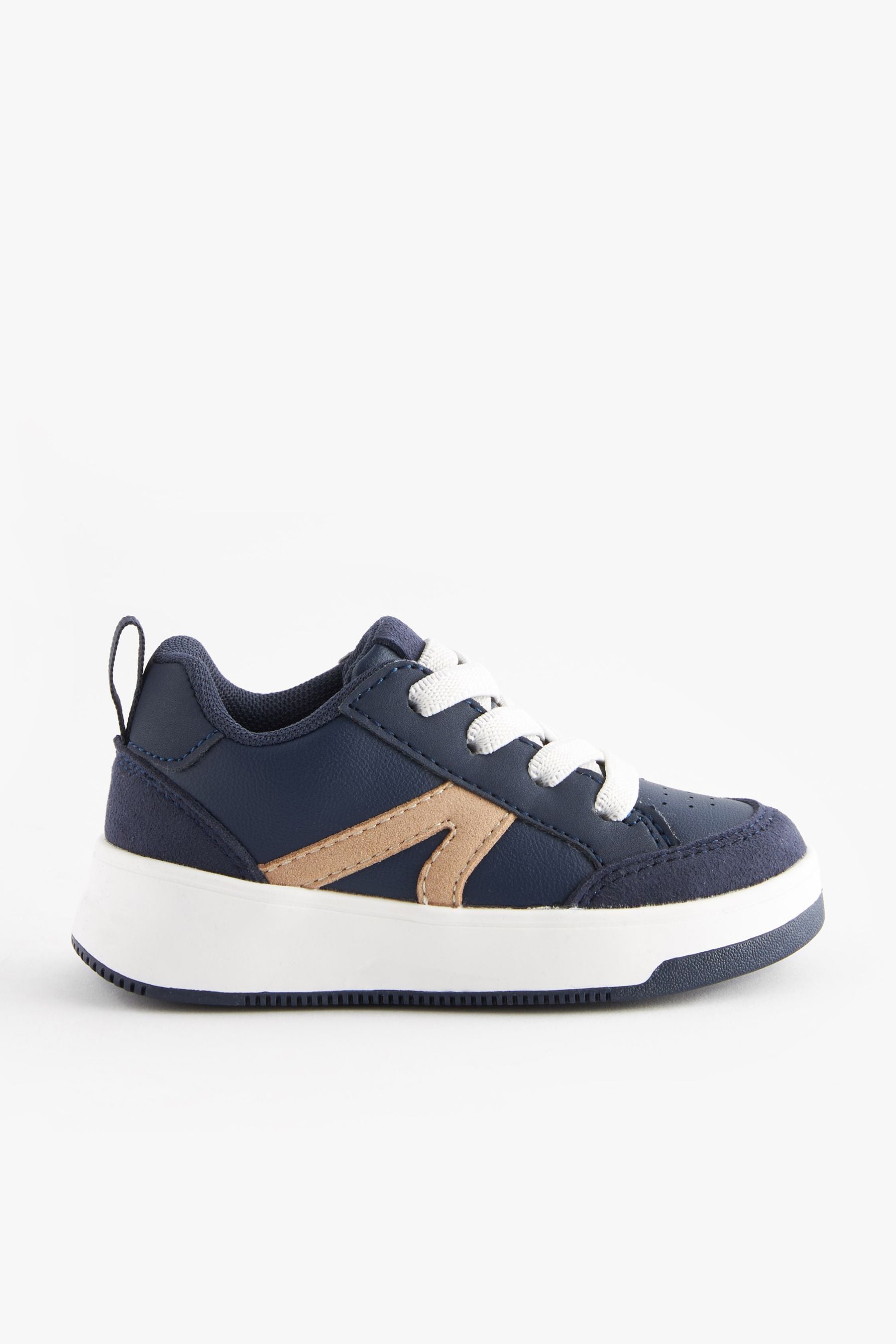 Navy Blue Wide Fit (G) Elastic Lace Trainers