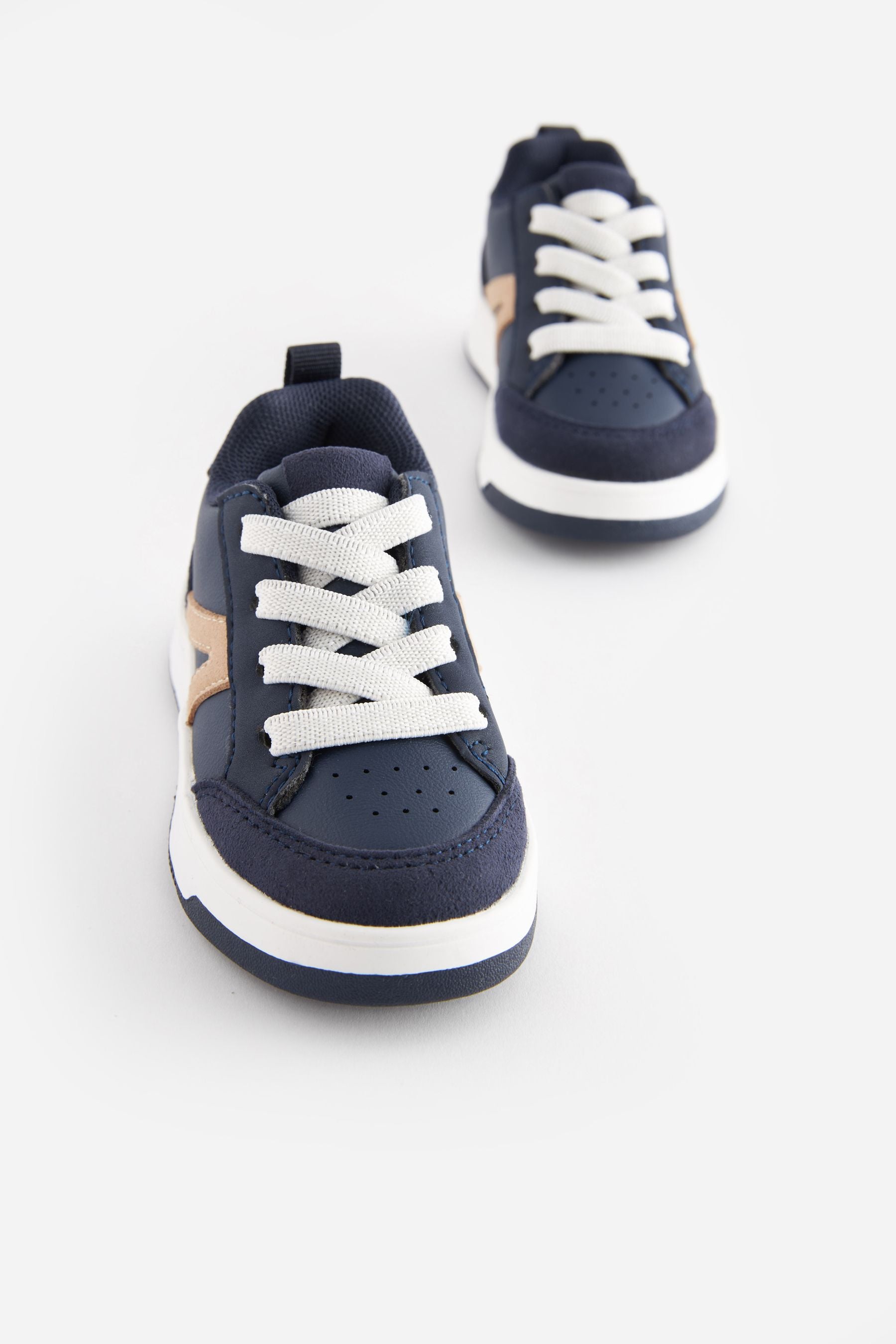 Navy Blue Wide Fit (G) Elastic Lace Trainers