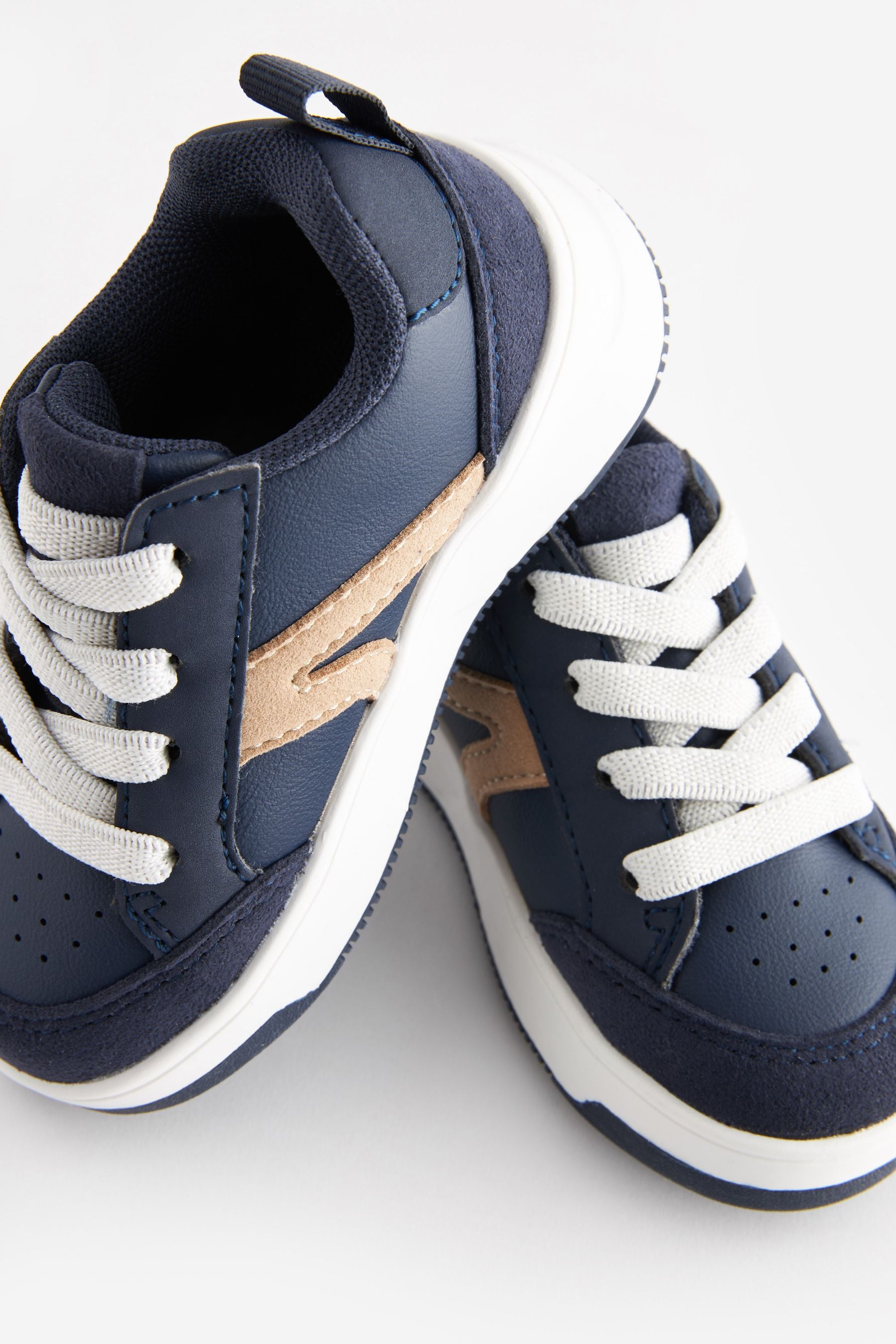 Navy Blue Wide Fit (G) Elastic Lace Trainers