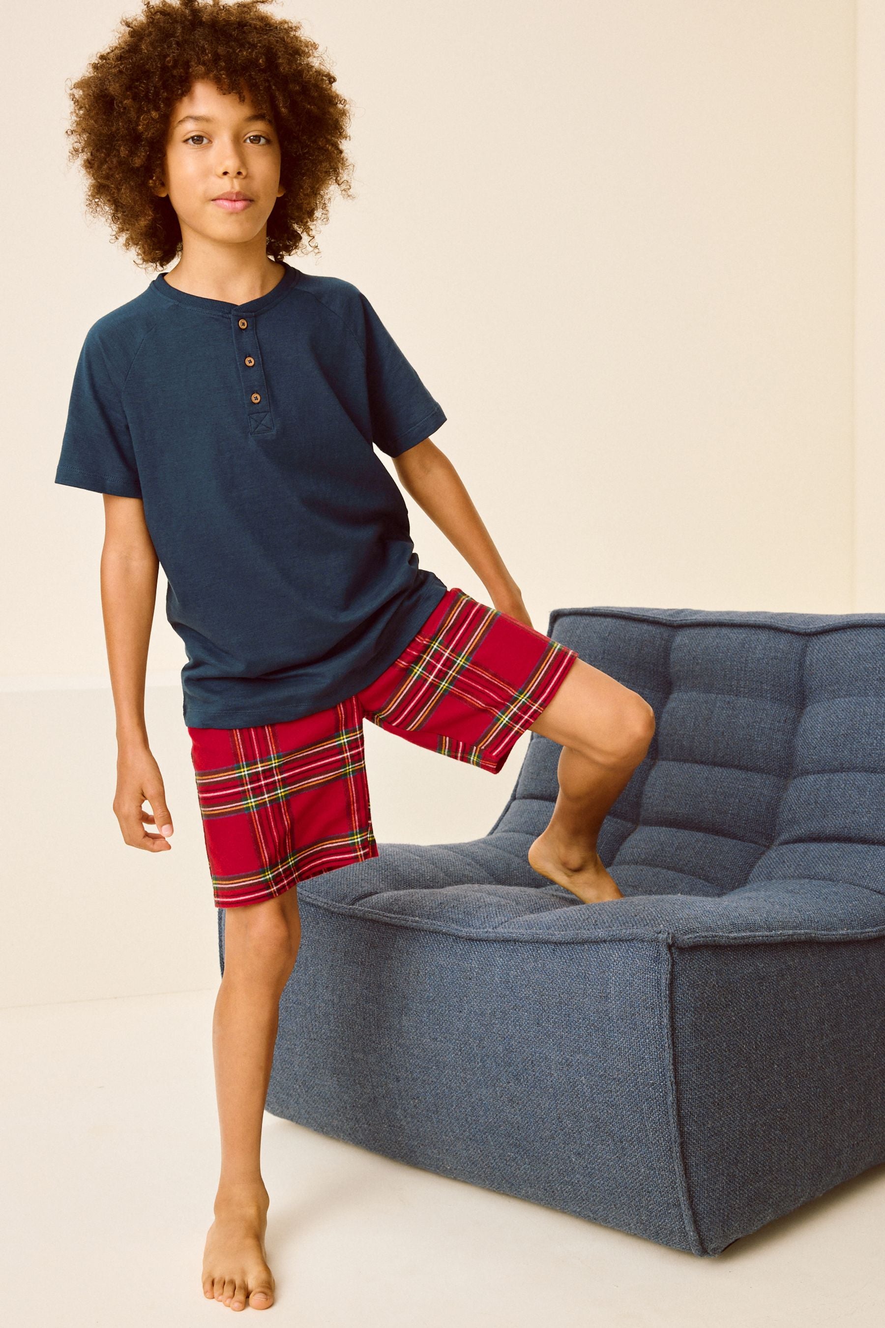 Red Check Single 100% Cotton Short Pyjamas (3-16yrs)