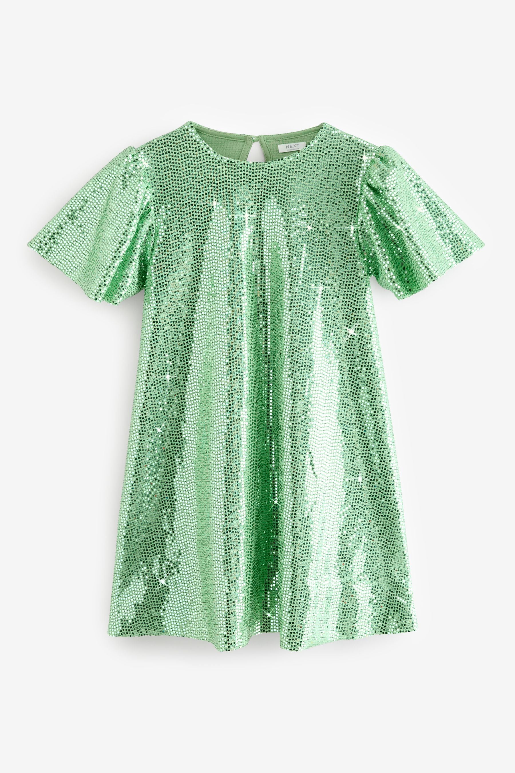 Green Sparkle Angel Sleeve Party Dress (3-16yrs)