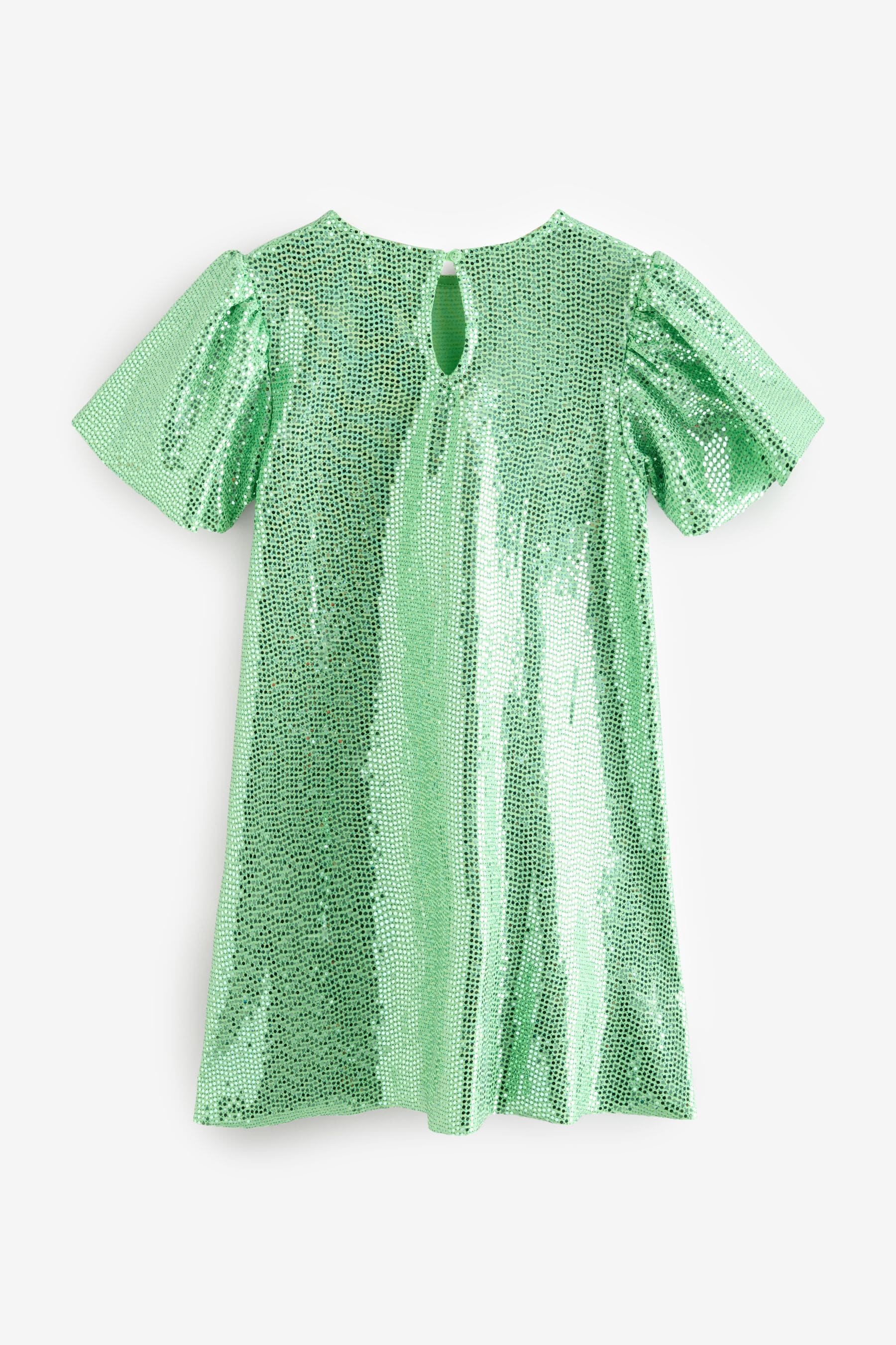 Green Sparkle Angel Sleeve Party Dress (3-16yrs)