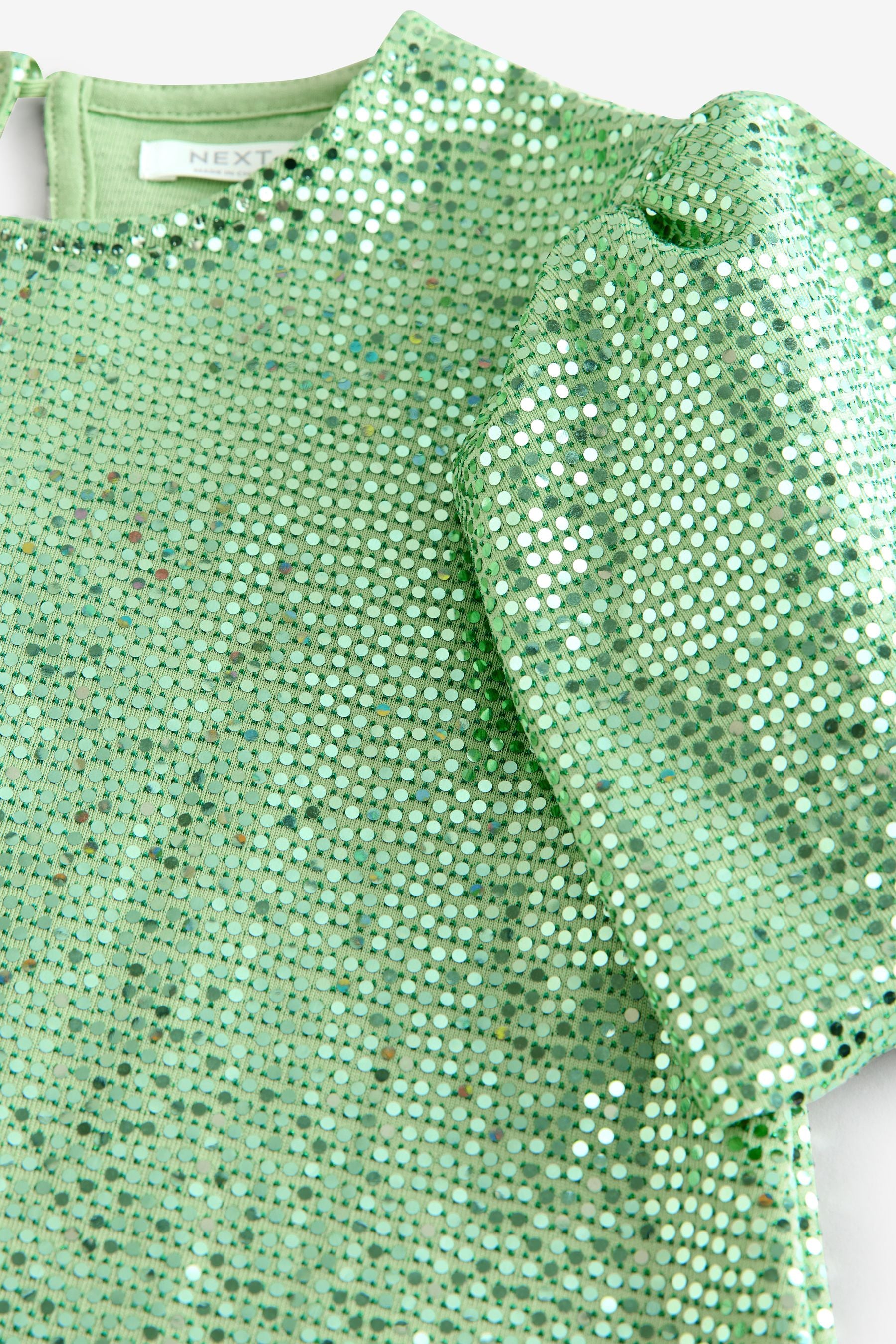 Green Sparkle Angel Sleeve Party Dress (3-16yrs)