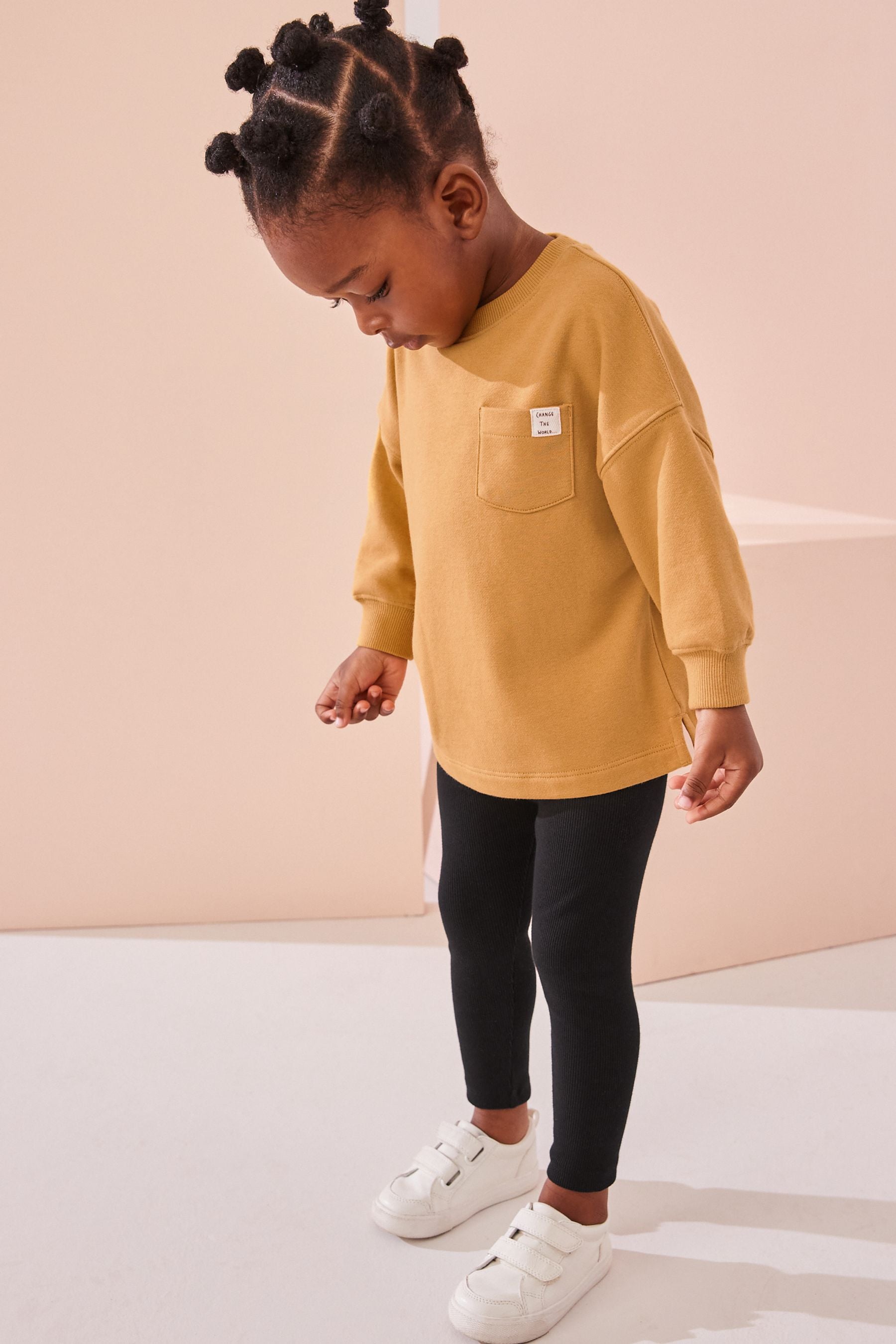 Grey/Ochre Yellow Long Sleeve T-Shirt & Leggings Set 2 Pack (3mths-7yrs)