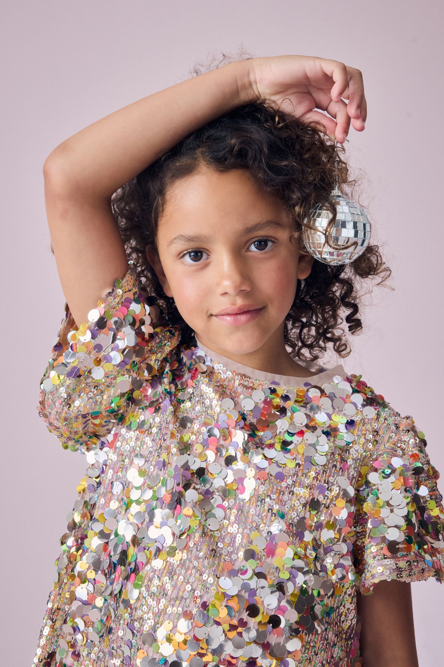 Multi Sequin Angel Sleeve Party Dress (3-14yrs)