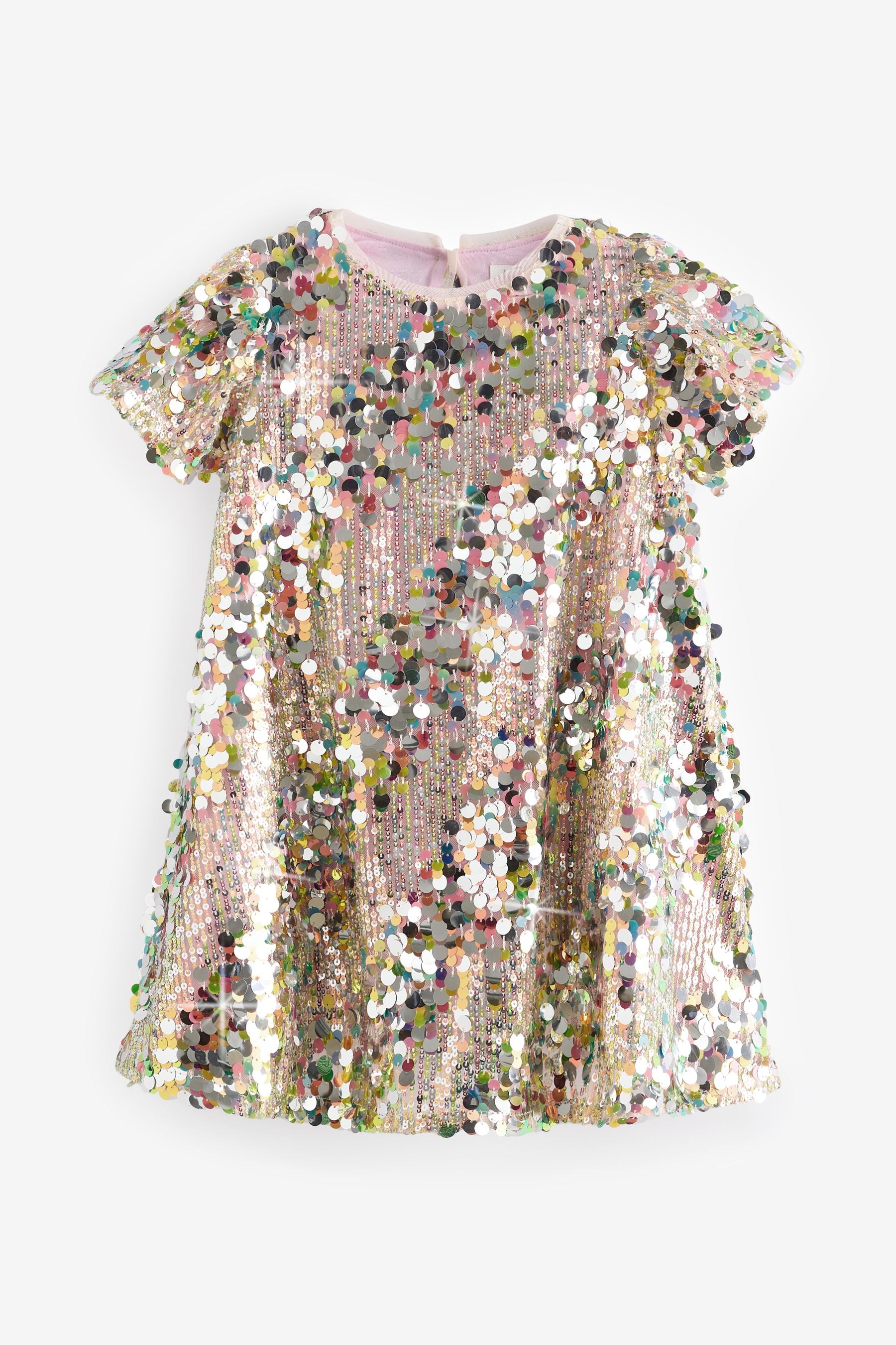 Multi Sequin Angel Sleeve Party Dress (3-14yrs)