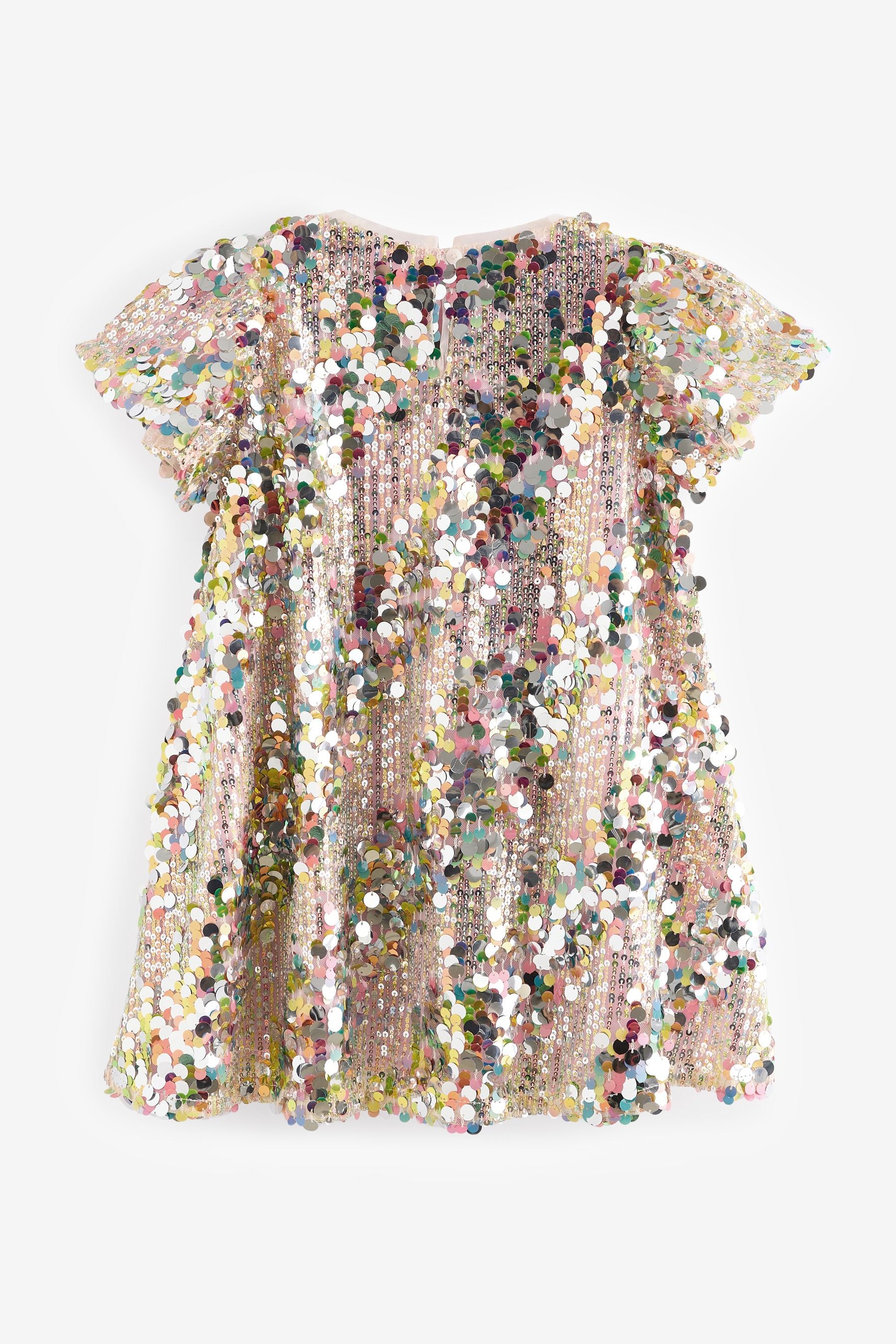 Multi Sequin Angel Sleeve Party Dress (3-14yrs)