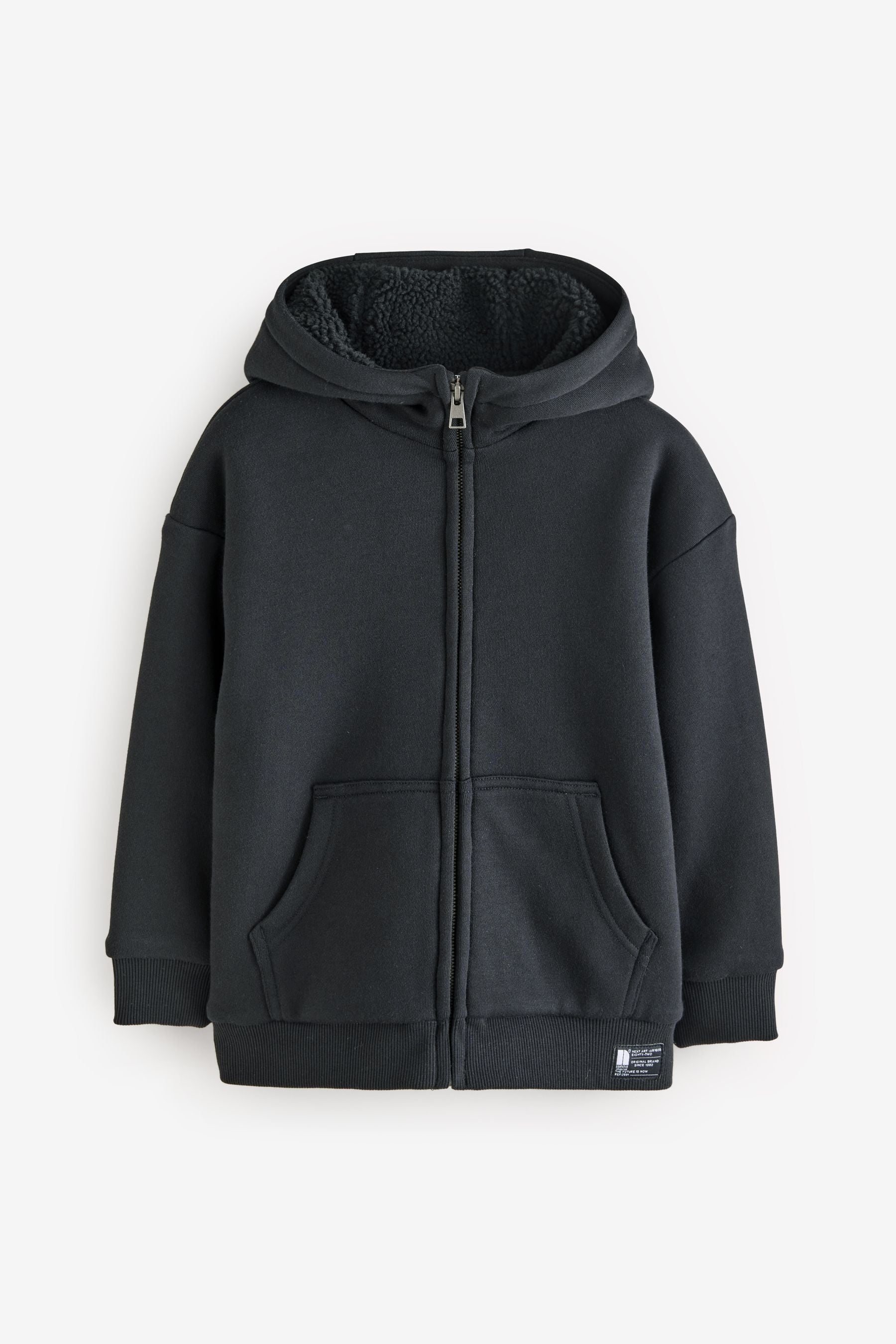 Black Fleece Lined Zip Through Hoodie (3-16yrs)