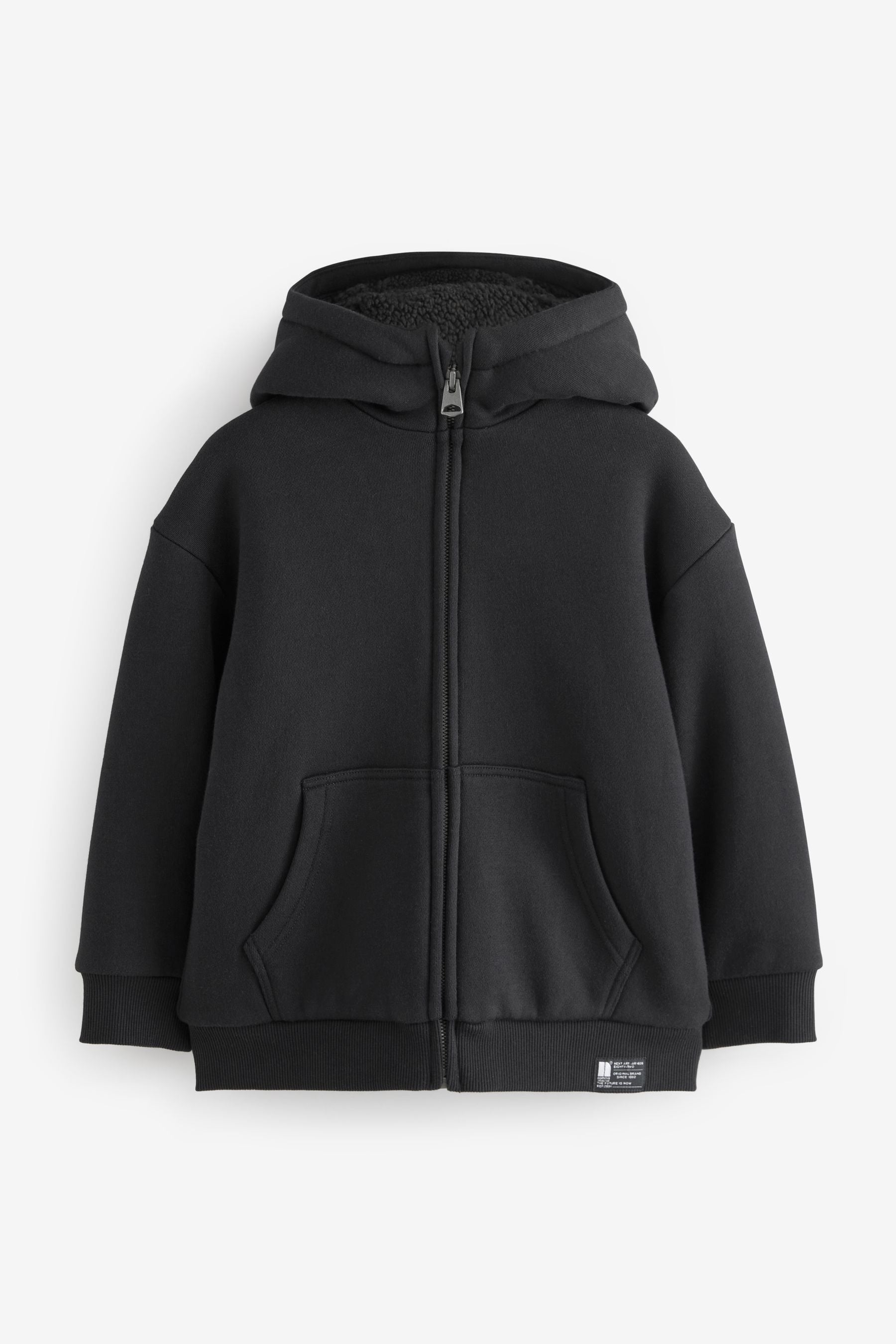 Black Fleece Lined Zip Through Hoodie (3-16yrs)