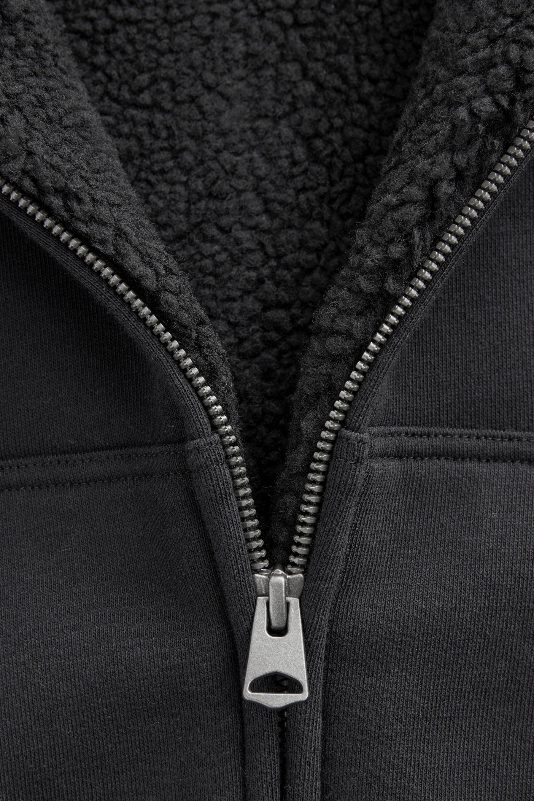 Black Fleece Lined Zip Through Hoodie (3-16yrs)