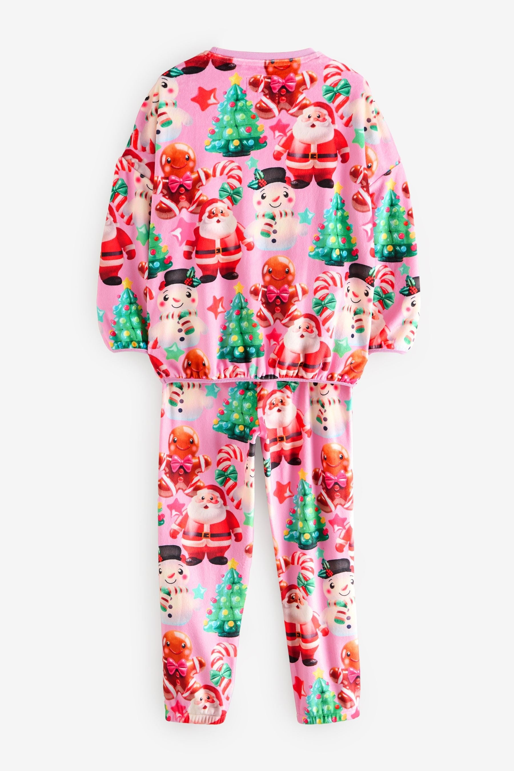 Pink Christmas Santa Cosy Fleece Pyjamas (9mths-16yrs)