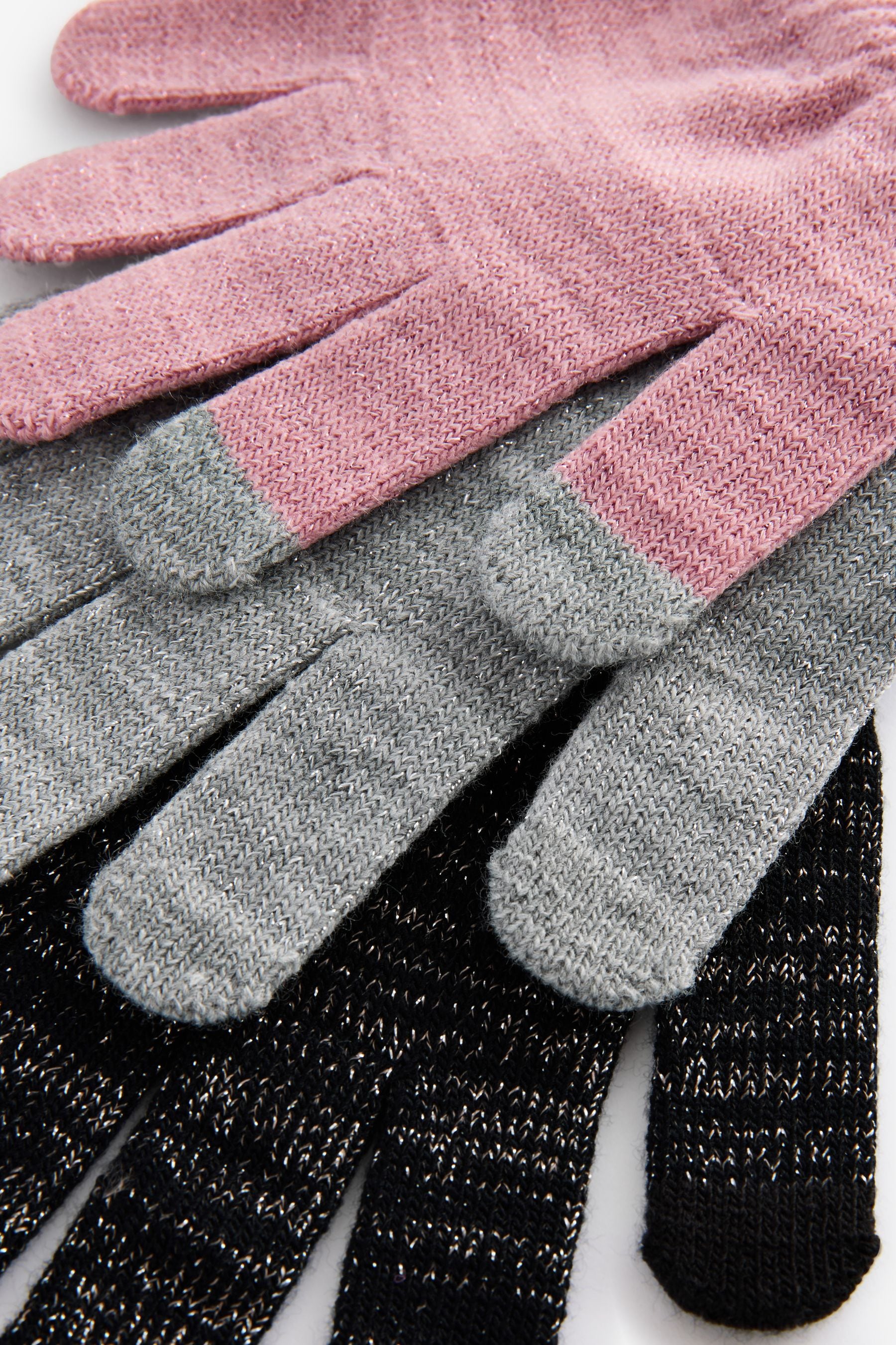 Pink/Grey/Black Sparkle Magic Gloves 3 Pack (3-16yrs)