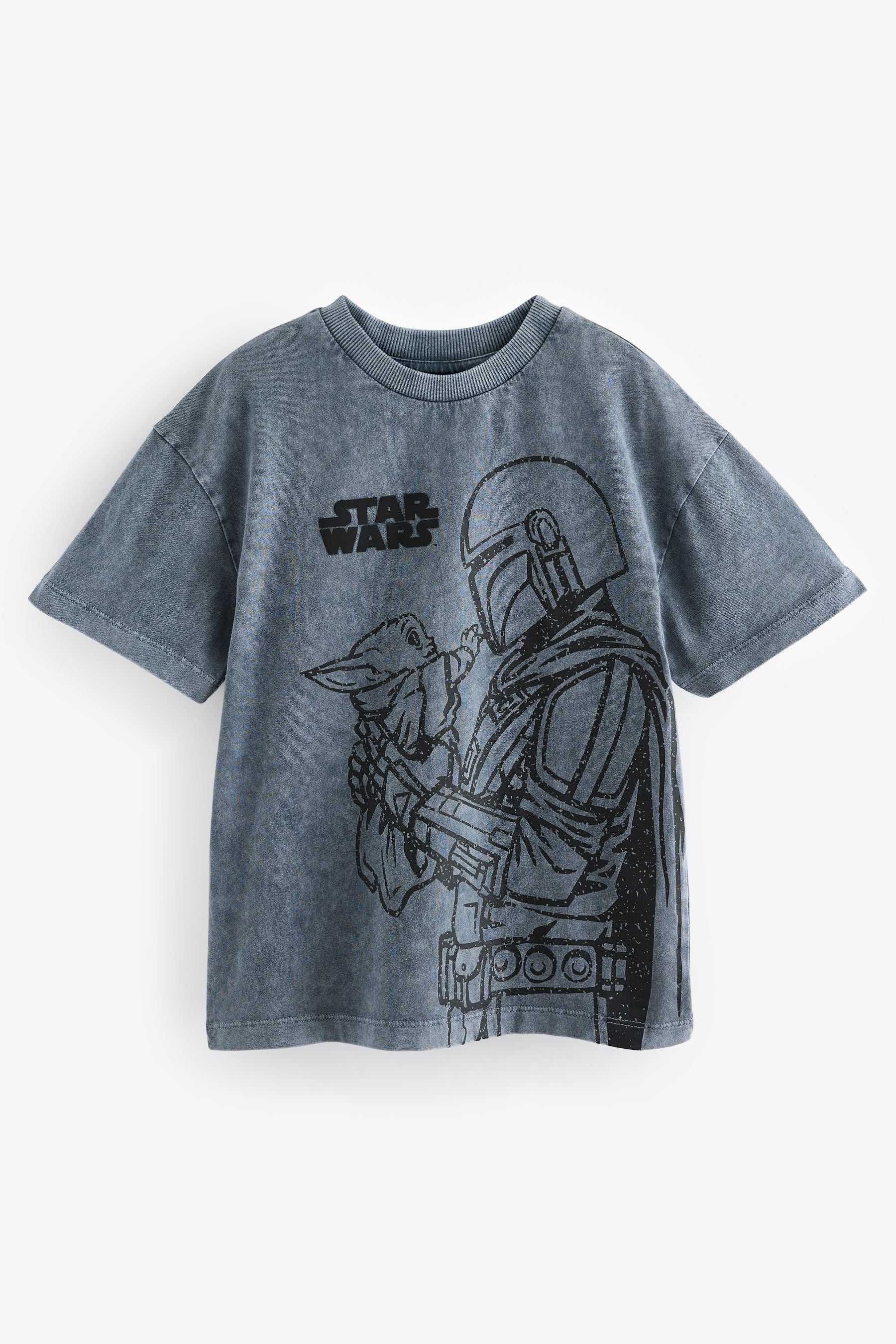 Charcoal Grey 100% Cotton Licensed Mandalorian Short Sleeve T-Shirt (3-16yrs)