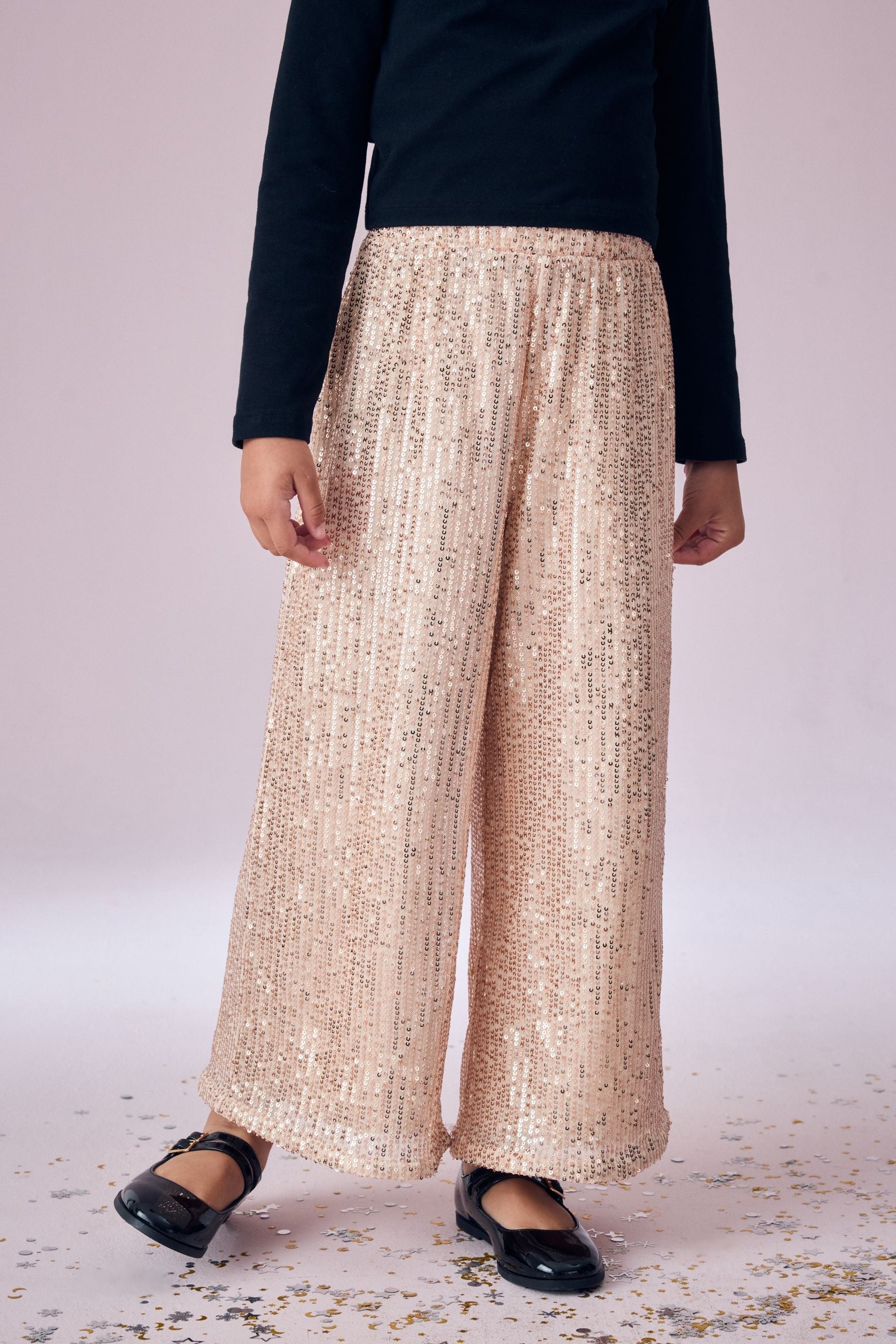 Gold Wide Leg Sequin Trousers (3-16yrs)