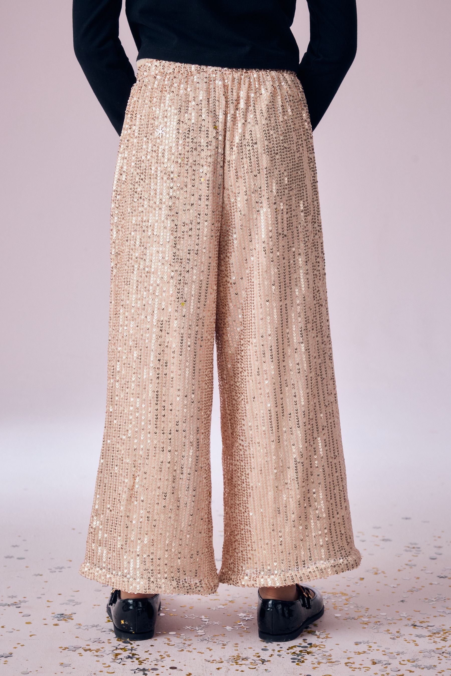 Gold Wide Leg Sequin Trousers (3-16yrs)