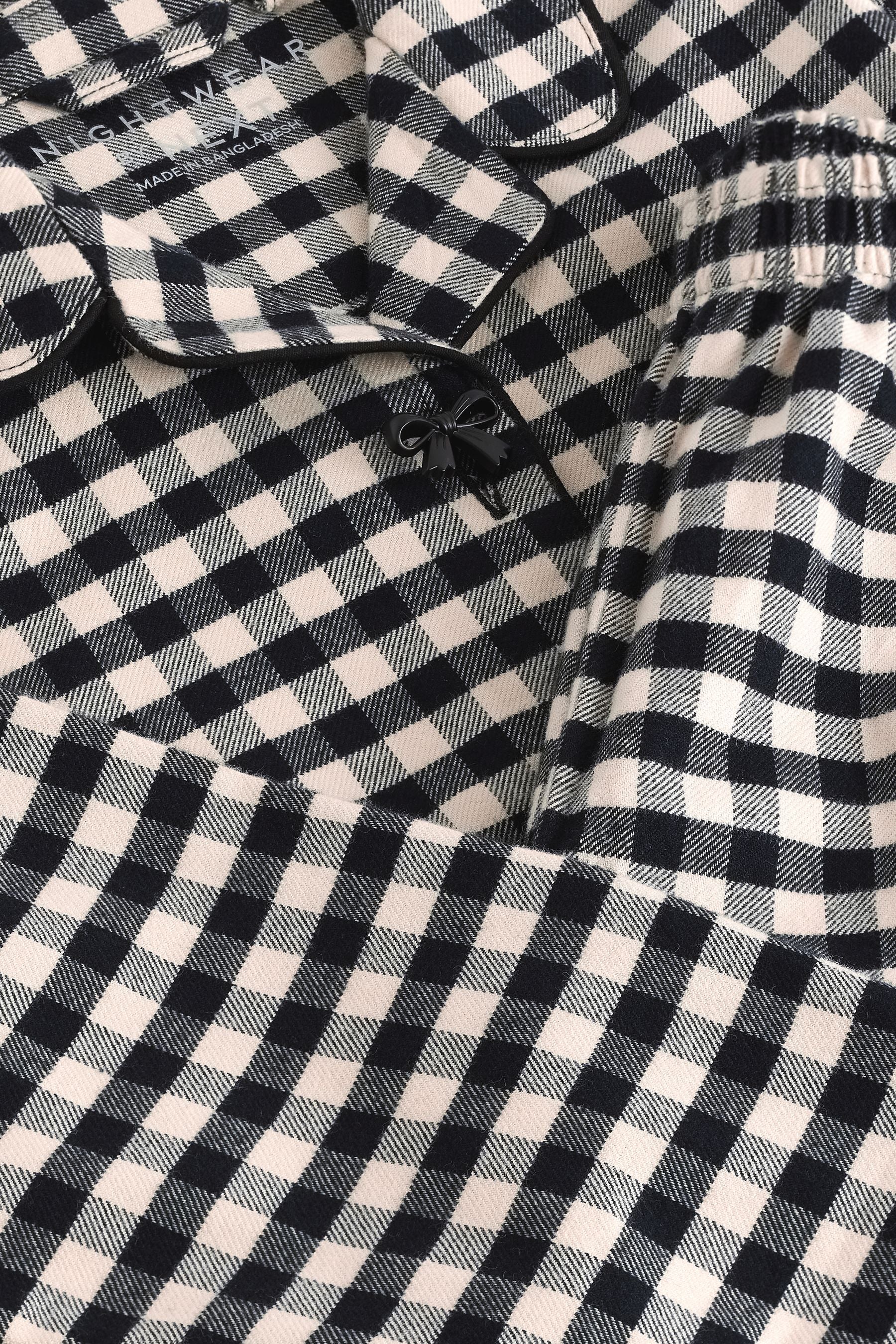 Monochrome Gingham Woven Button Through 100% Cotton Pyjamas 1 Pack (3-16yrs)