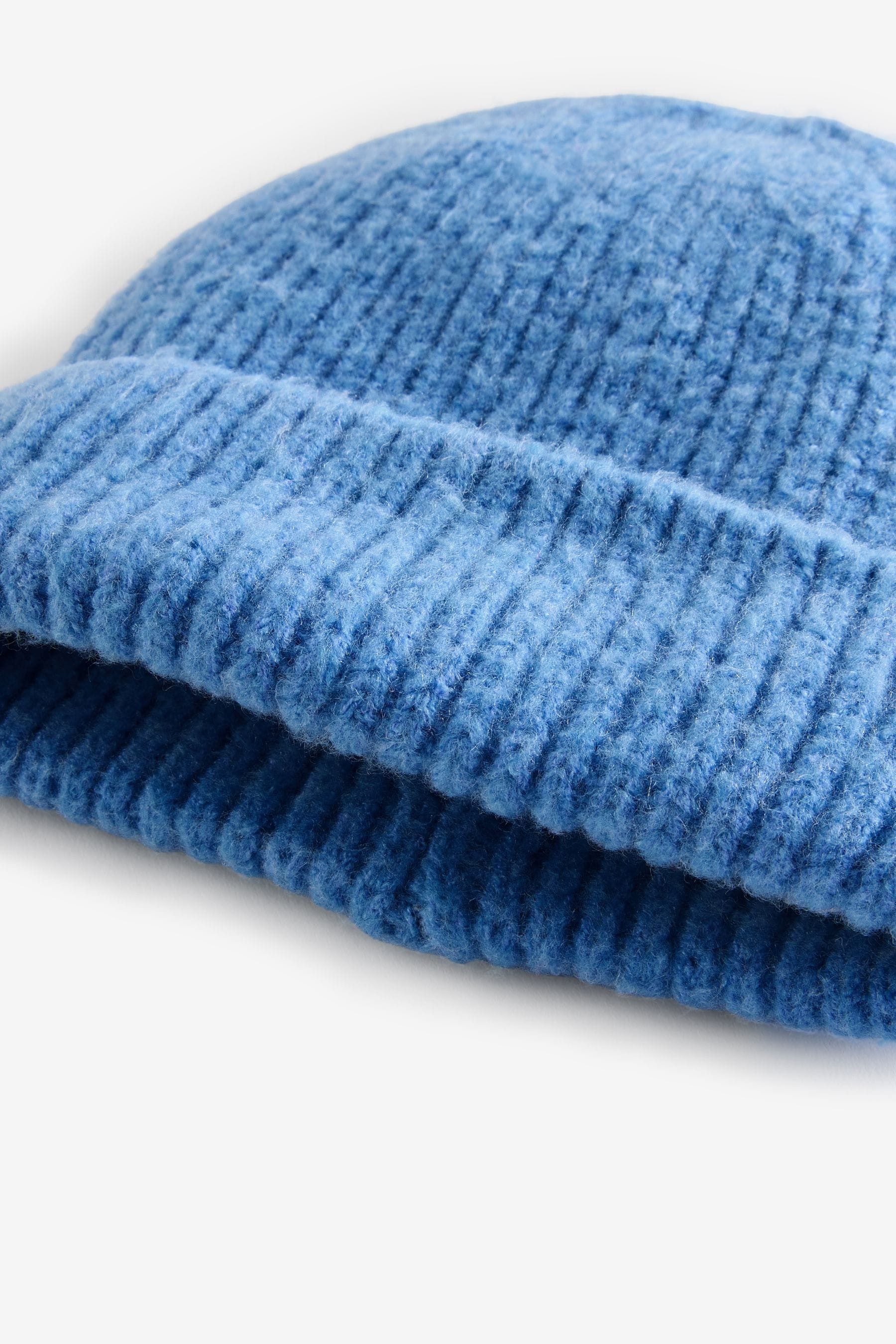 Blue Chunky Rib Beanie Hat (1-16yrs)