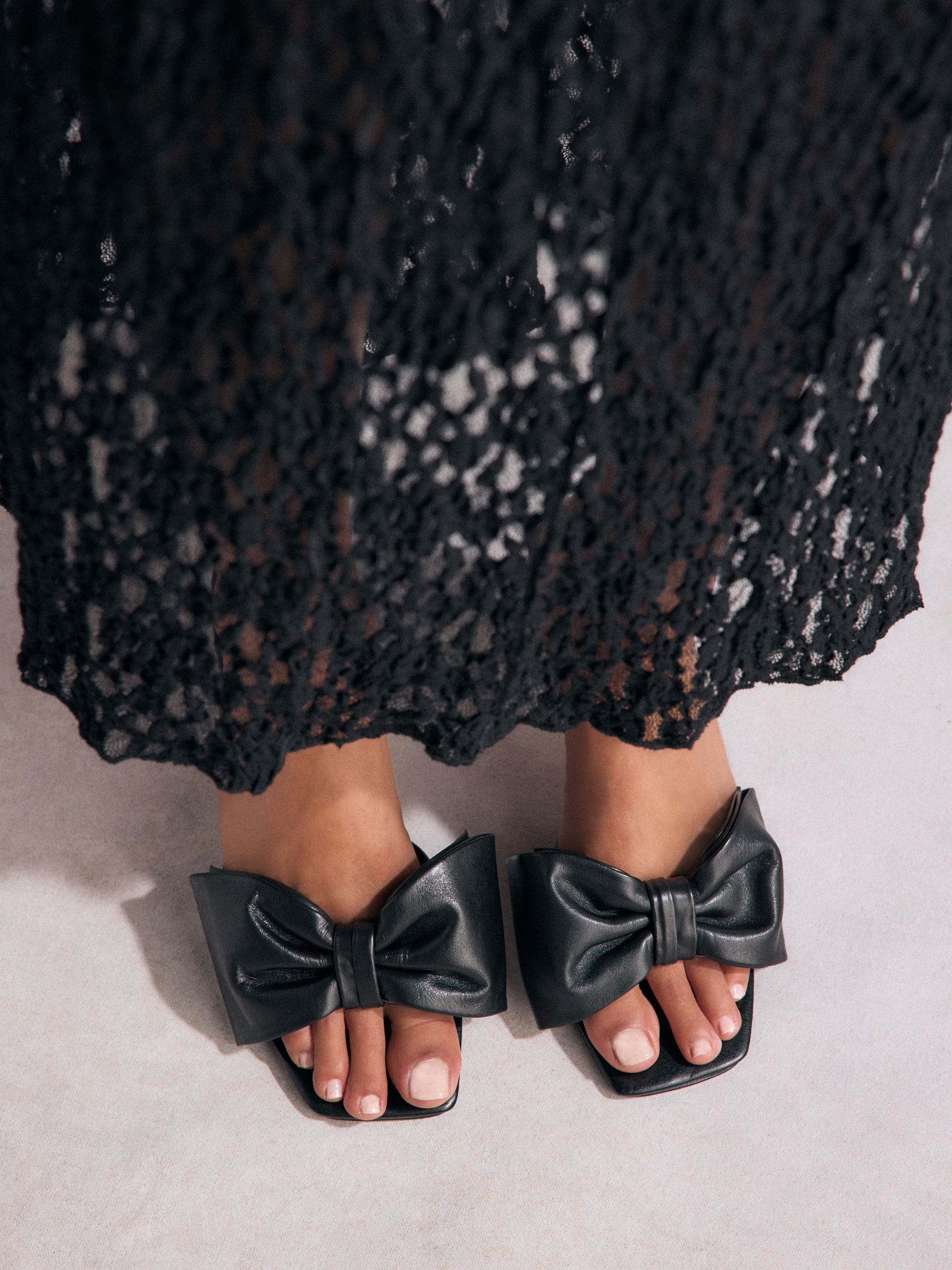 Black Tabitha Simmons Joelle Leather Bow Mules