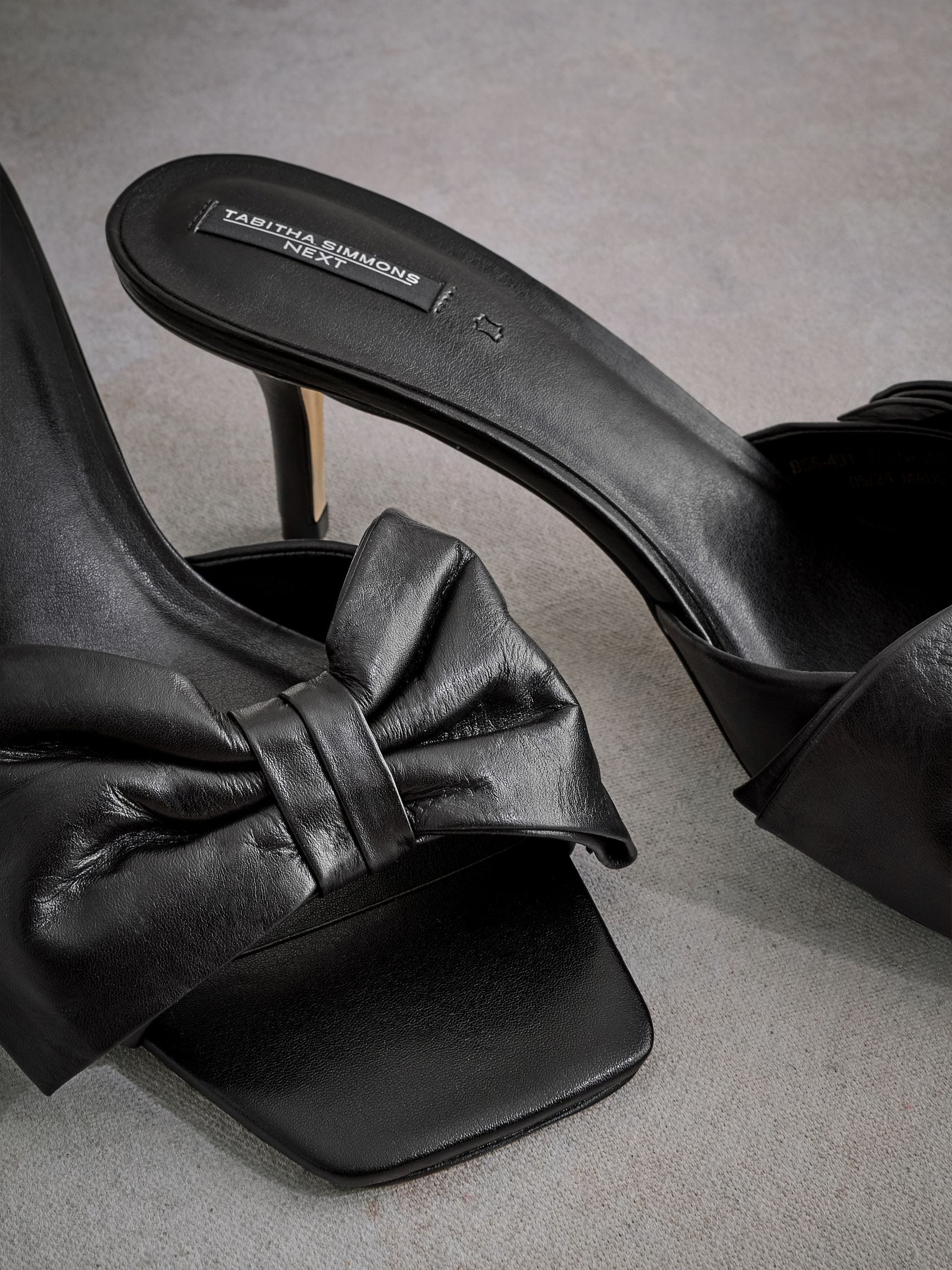 Black Tabitha Simmons Joelle Leather Bow Mules