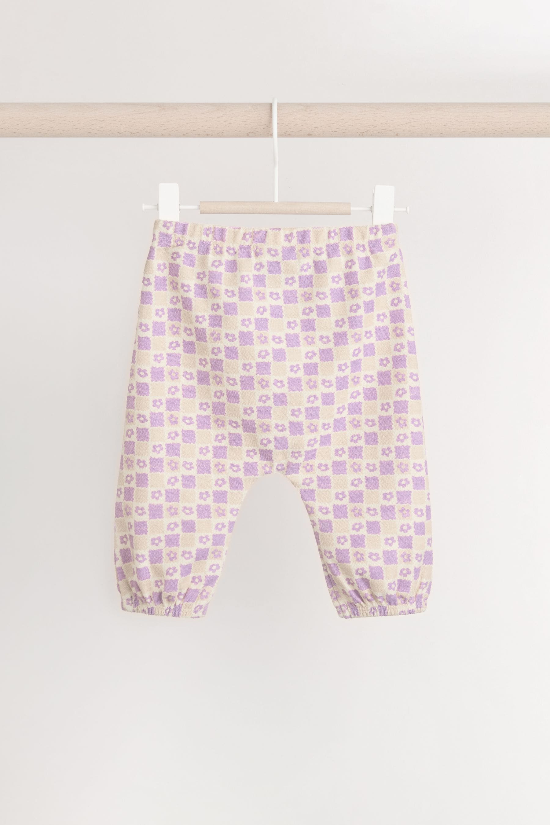 Cream/Lilac Purple Character Graphic Baby Long Sleeve Top & Joggers Set