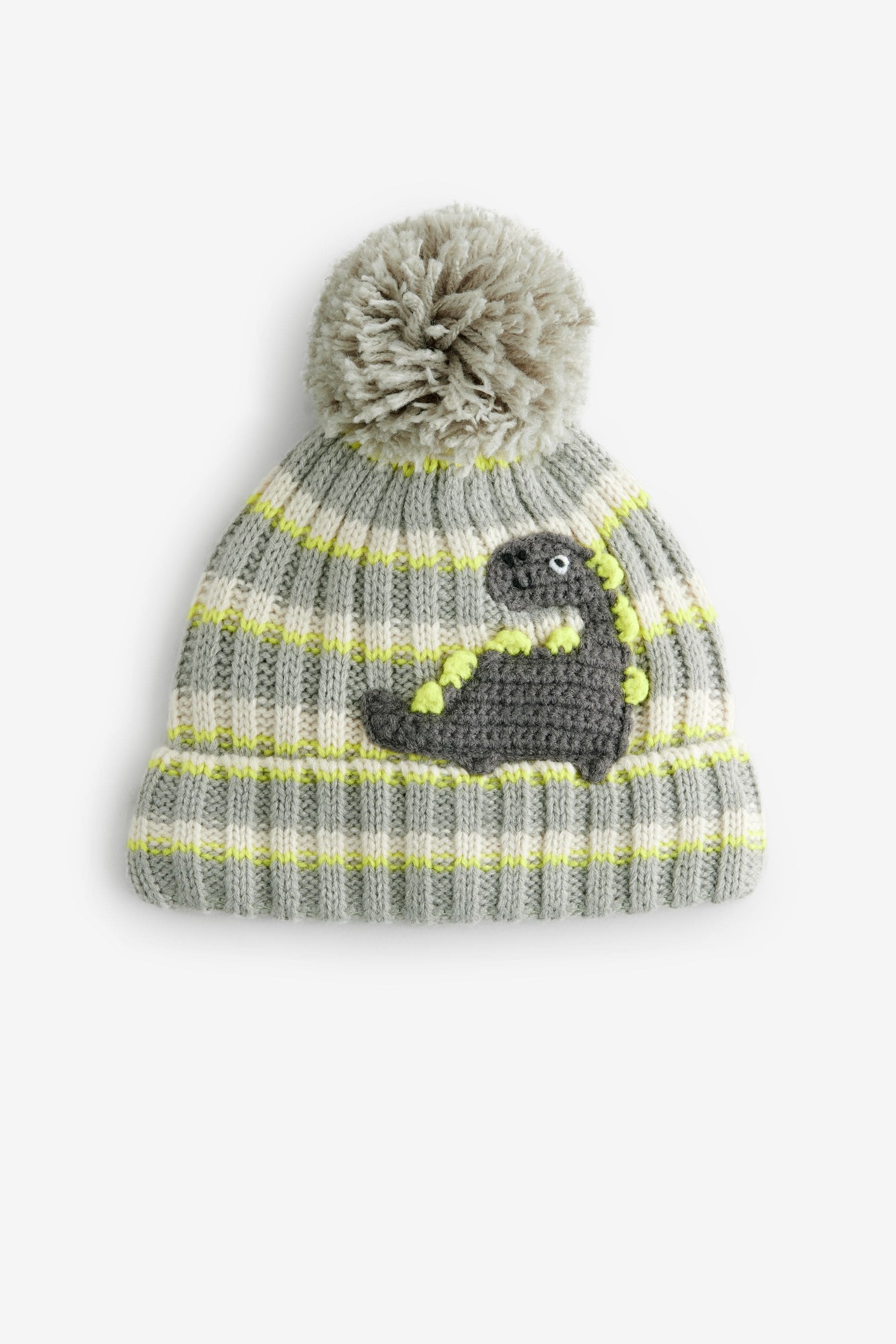 Grey Dinosaur Character Pom Hat (3mths-10yrs)