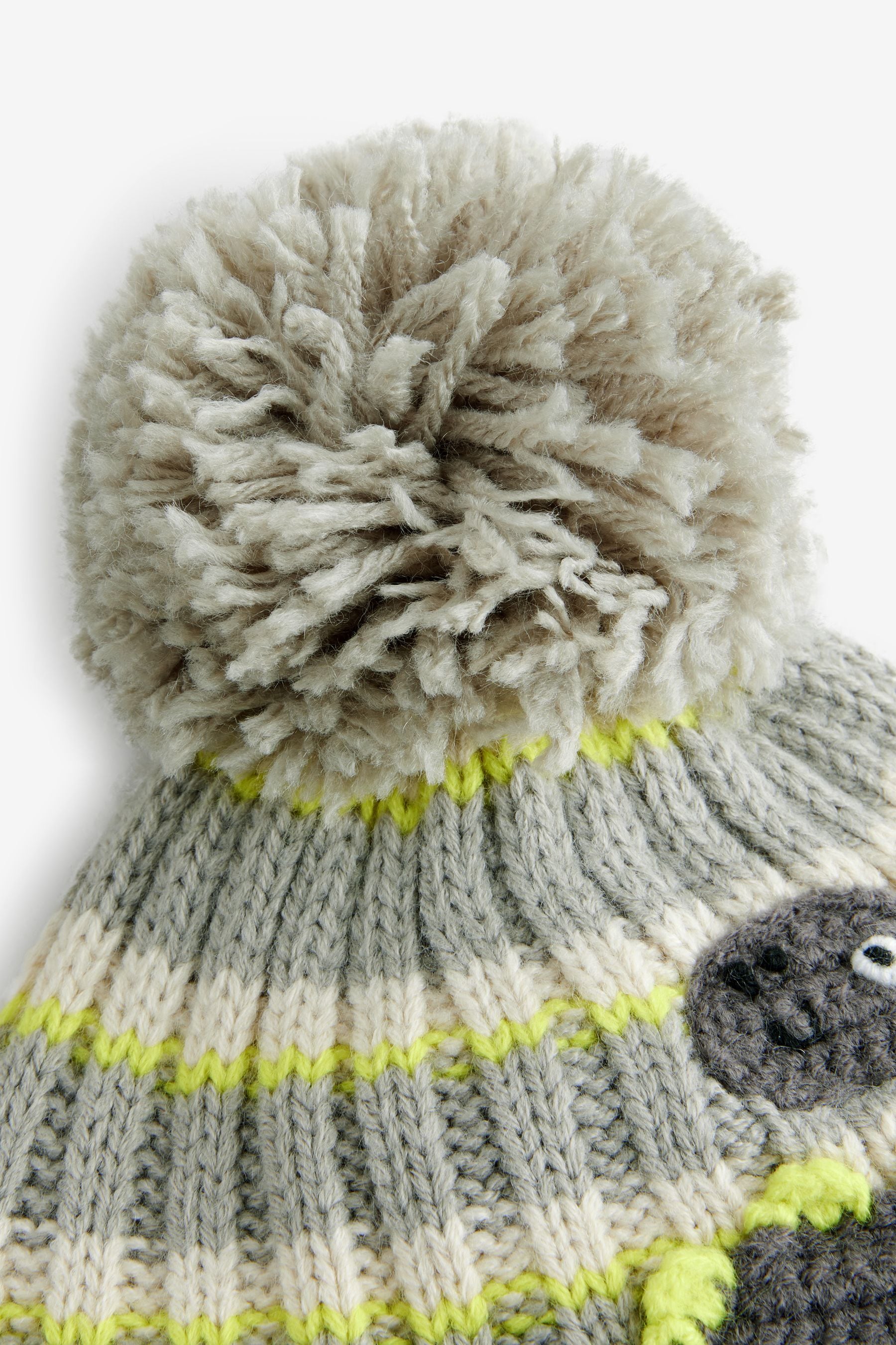 Grey Dinosaur Character Pom Hat (3mths-10yrs)