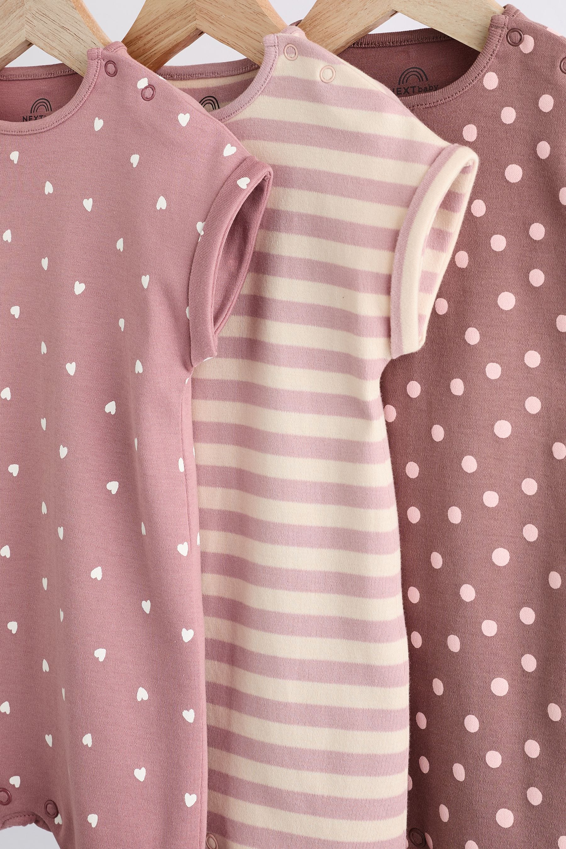 Pink Spot/ Stripe 100% Cotton Baby Rompers 3 Pack