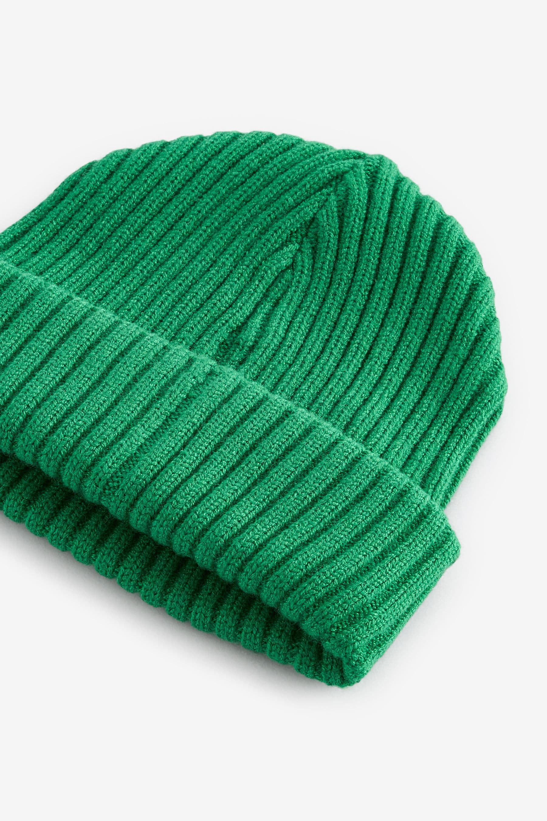 Green Rib Beanie Hat (1-16yrs)