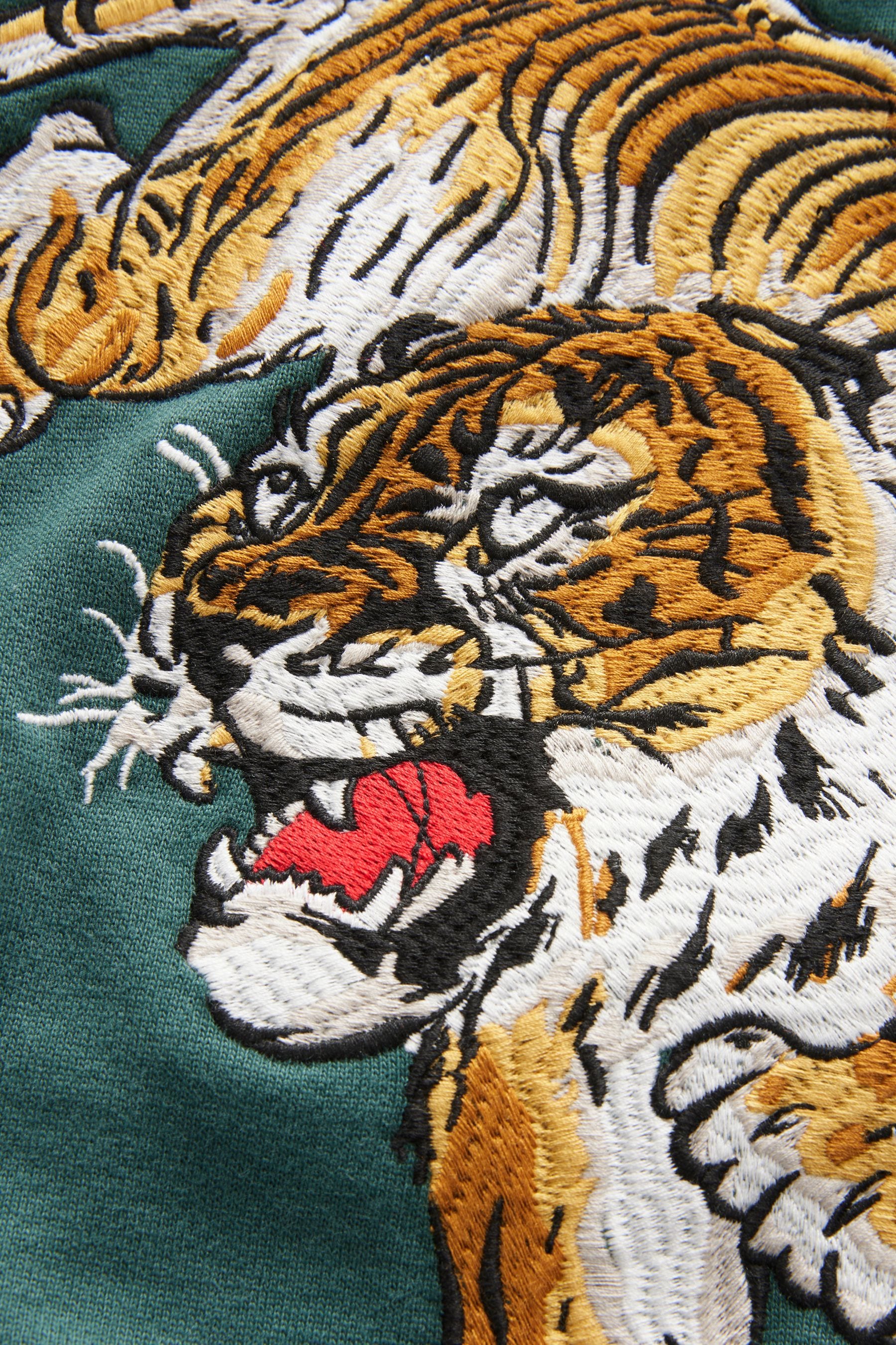 Green Tokyo Embroidered Tiger Hoodie (3-16yrs)